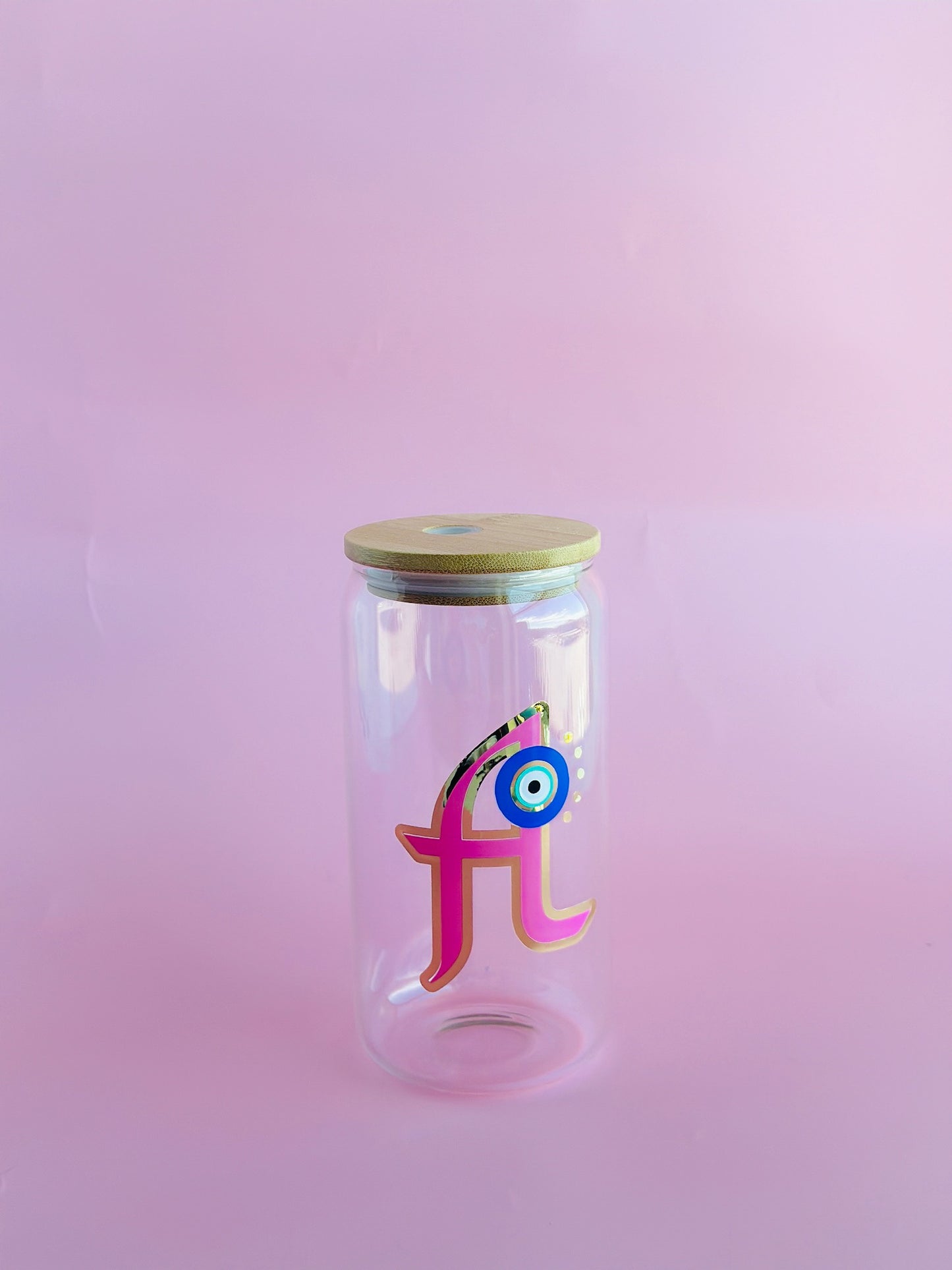 Colorful Letter Beer Can Glass With Evil Eye