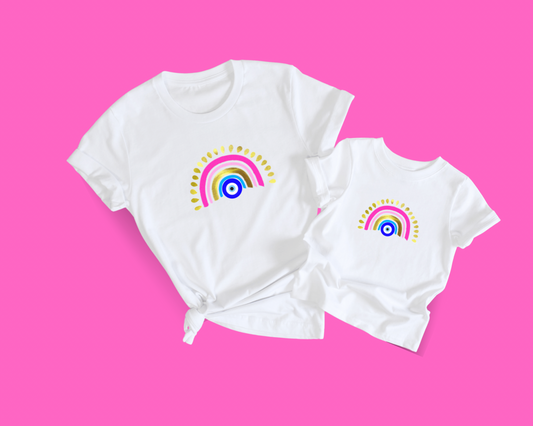 Mom And Daughter Evil Eye Rainbow T-shirt