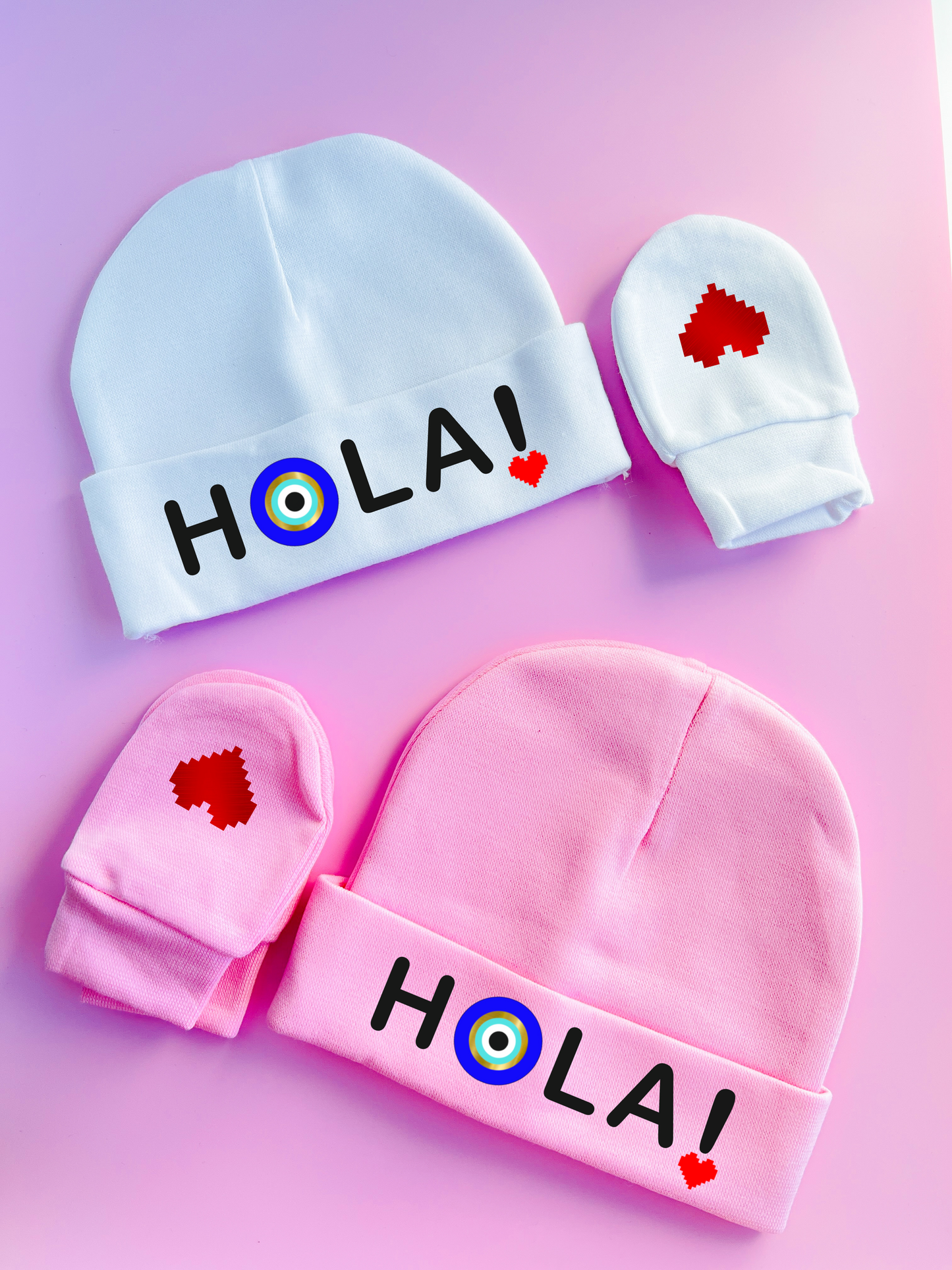 Hola Baby Hats And Mittens Set