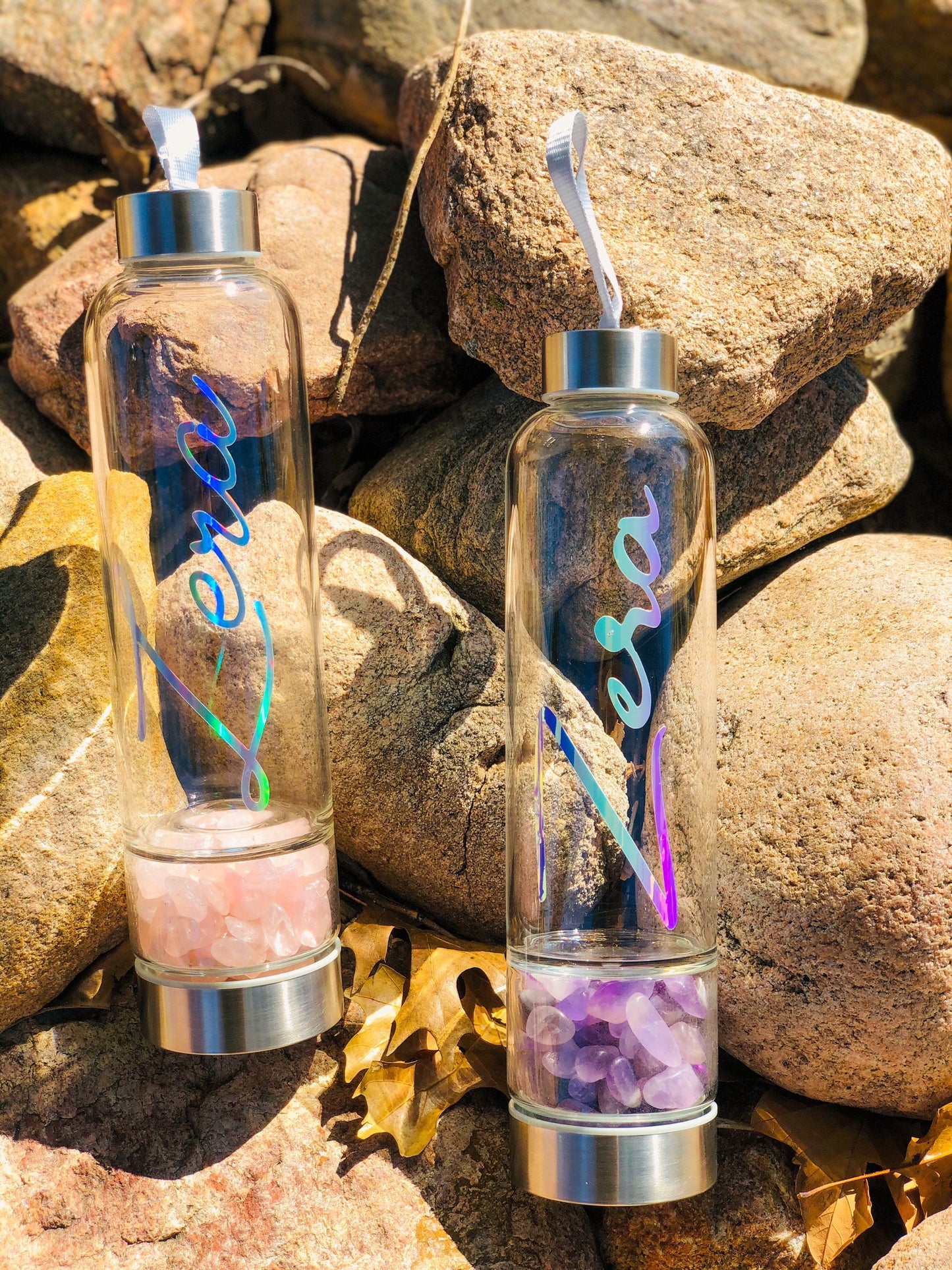 Rhinestone Tumbler Custom crystal infused water bottle Infused Healing Stones Gem Bottle