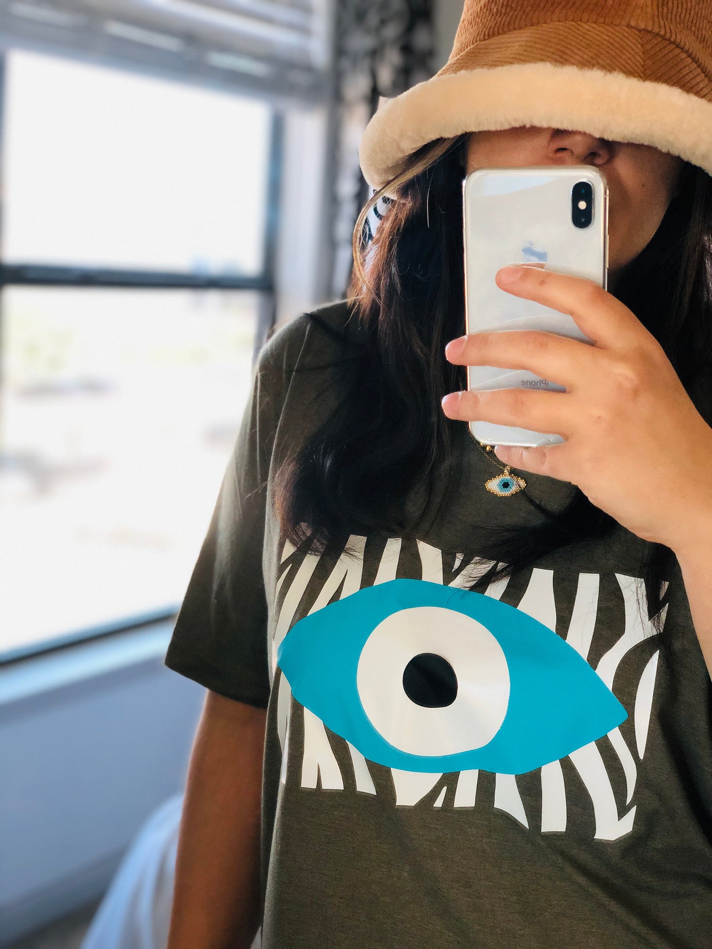 Zebra T-Shirt With Evil Eye Design Amida By Zaa/ Crew Neck Adult T-Shirt Custom Made