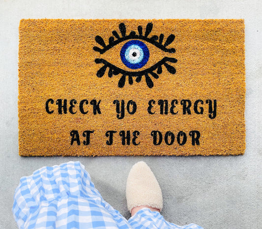 Evil Eye Check Your Energy Doormat With Amida Eye Doormat Evil Eye Doormat