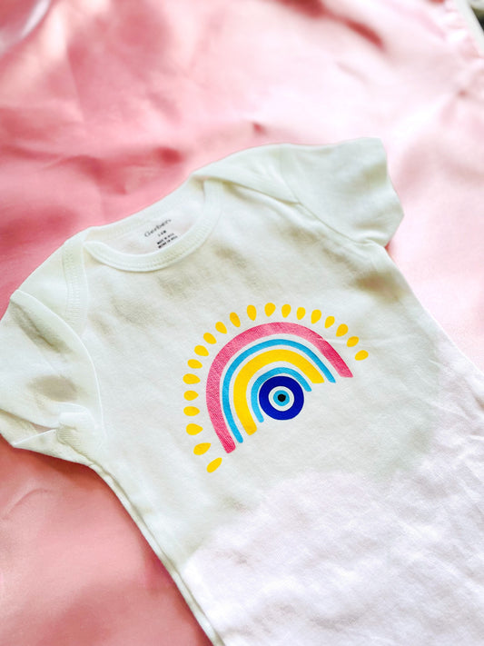 Evil Eye Rainbow Designed Baby Onesie