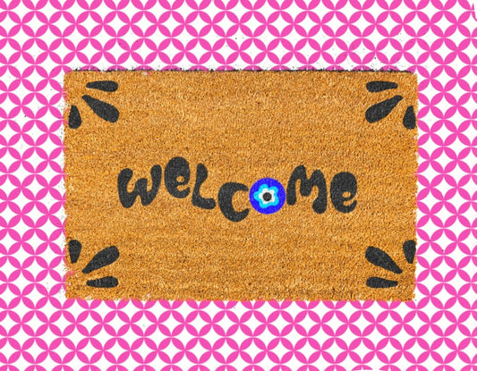 Evil Eye Doormat, Welcome Doormat, Curved Design Doormat, Funny Doormat