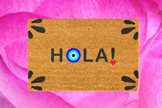 Hola! Doormat With Evil Eye
