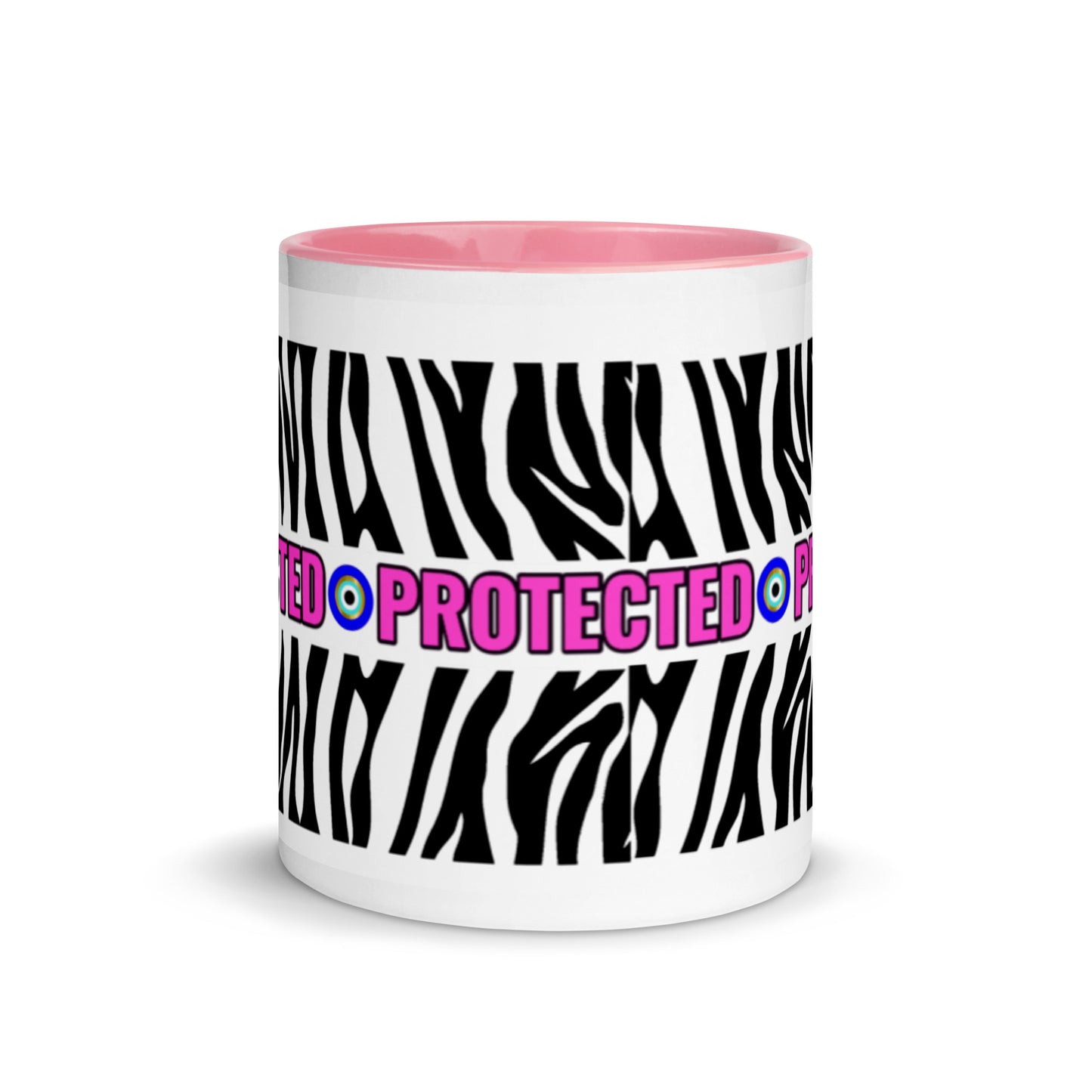 Protected Zebra Print Evil Eye Mug with Color Inside