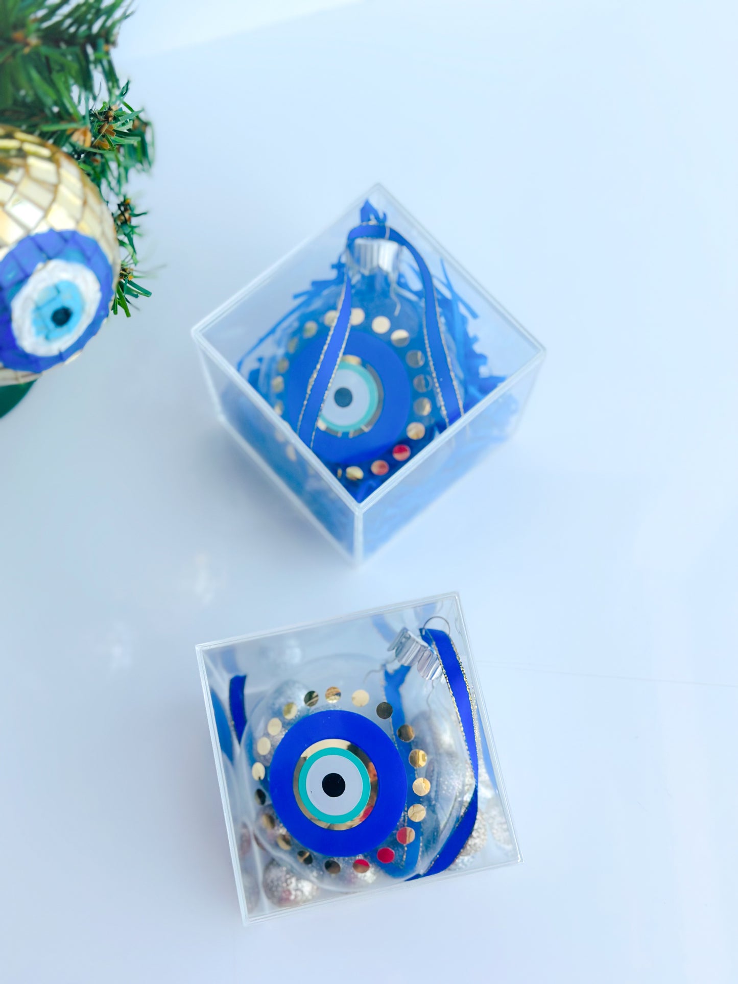 Clear Box Dots Of Love Evil Eye Ornament