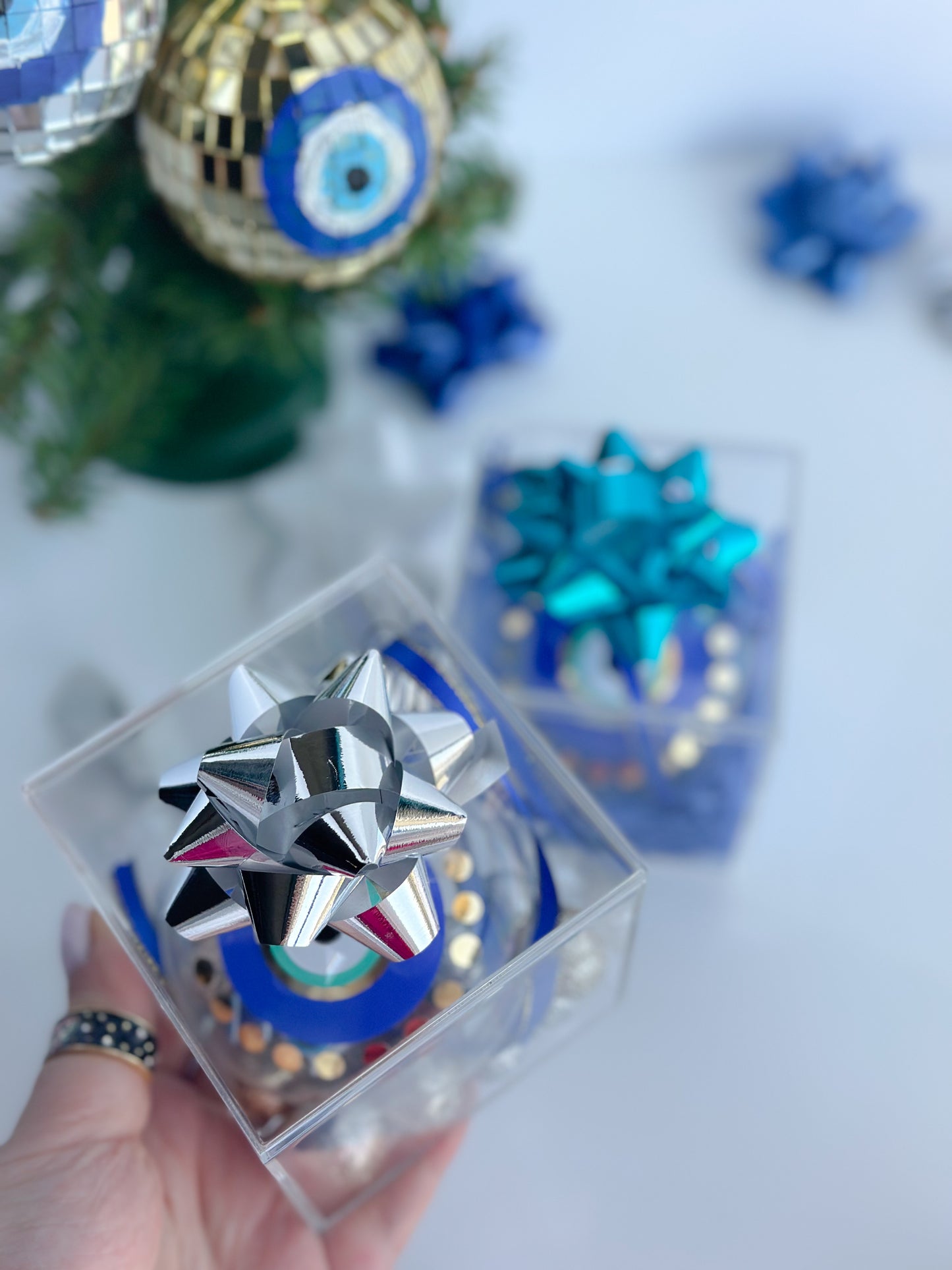 Clear Box Dots Of Love Evil Eye Ornament