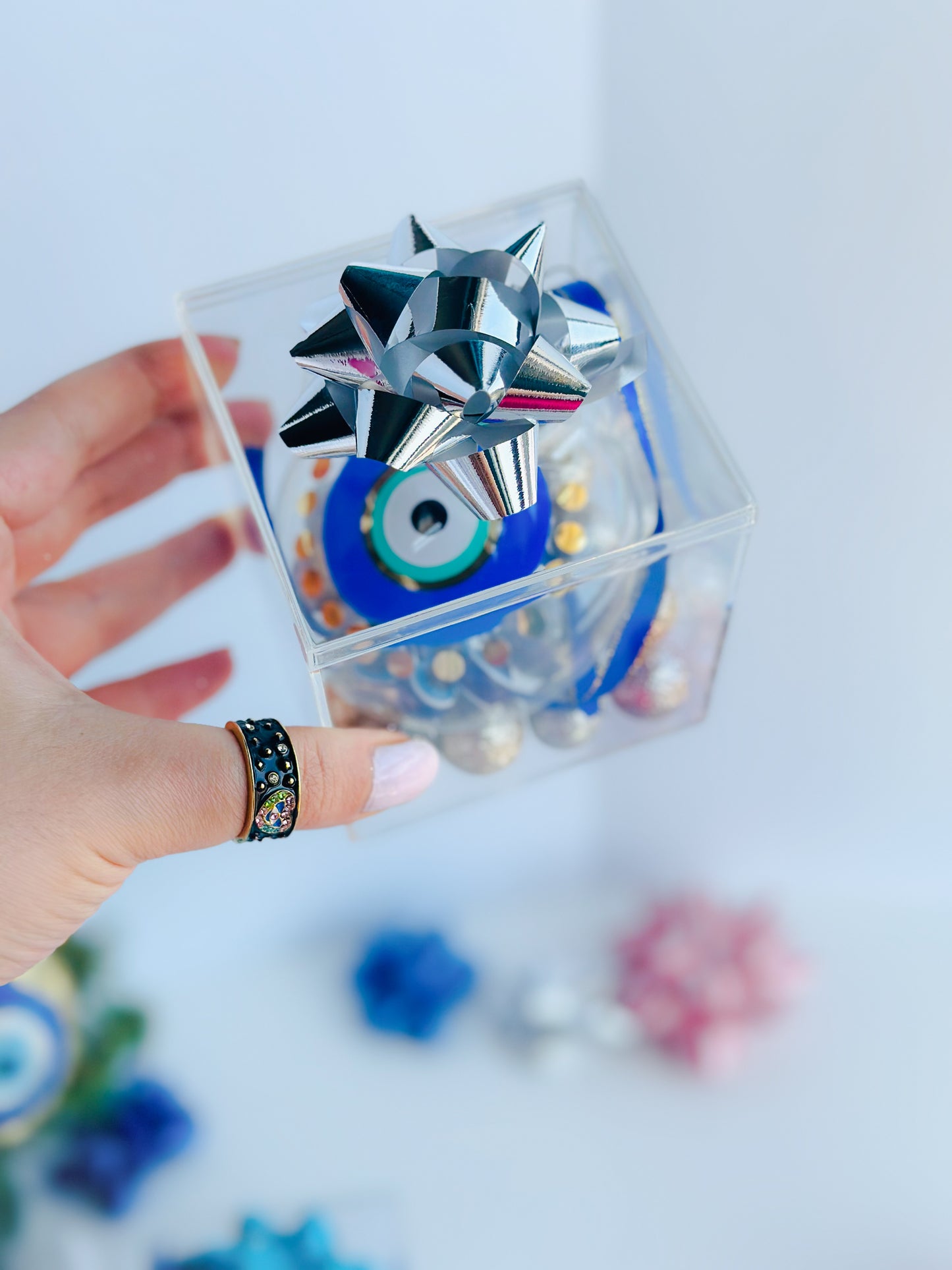 Clear Box Dots Of Love Evil Eye Ornament