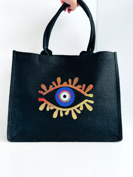 Black Burlap Amida Eye