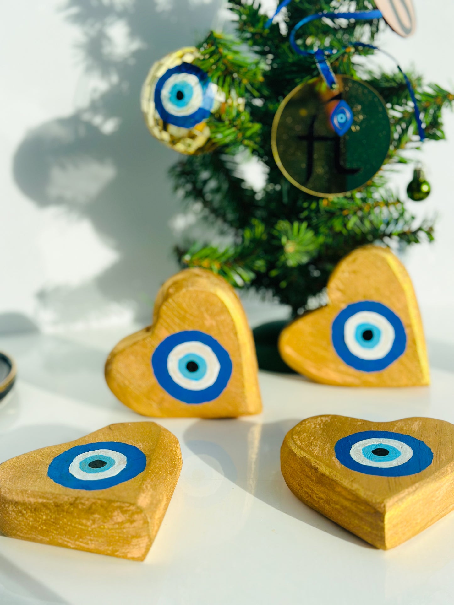 Evil Eye Wooden Heart Decor