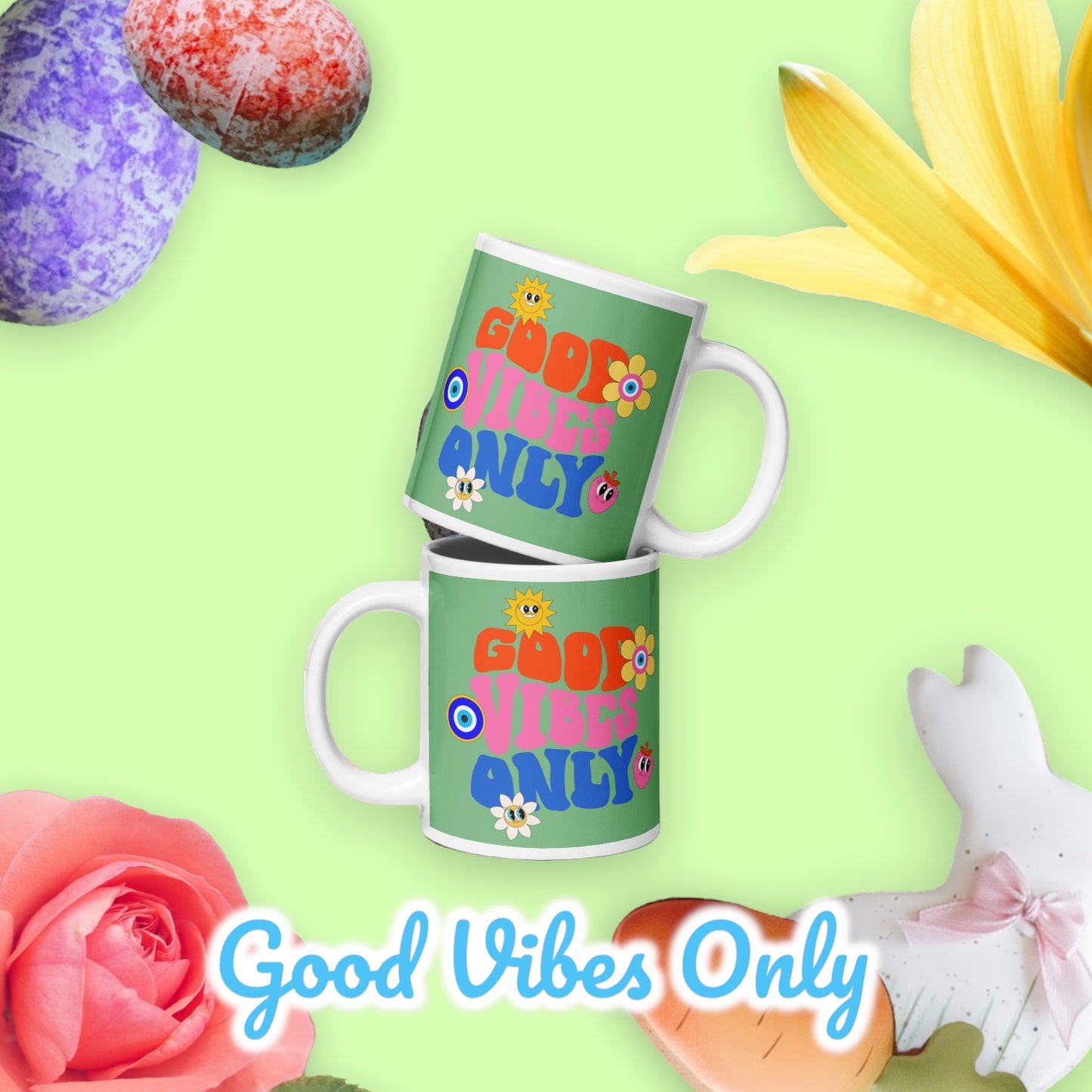 Good Vibes Only 60's glossy mug