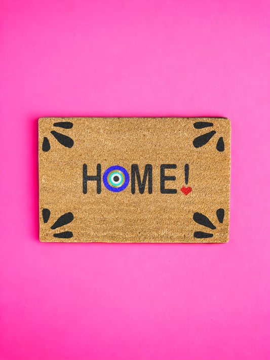 Home! Doormat With Evil Eye