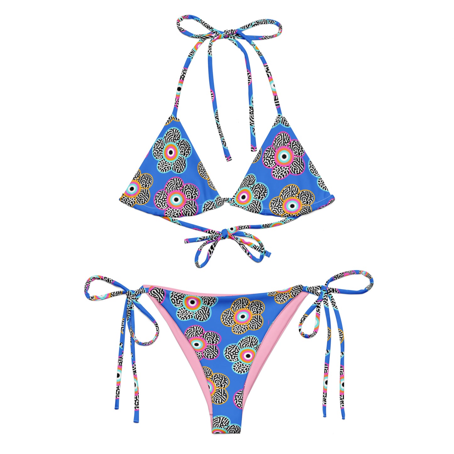 Flower Eye All-over print recycled string bikini