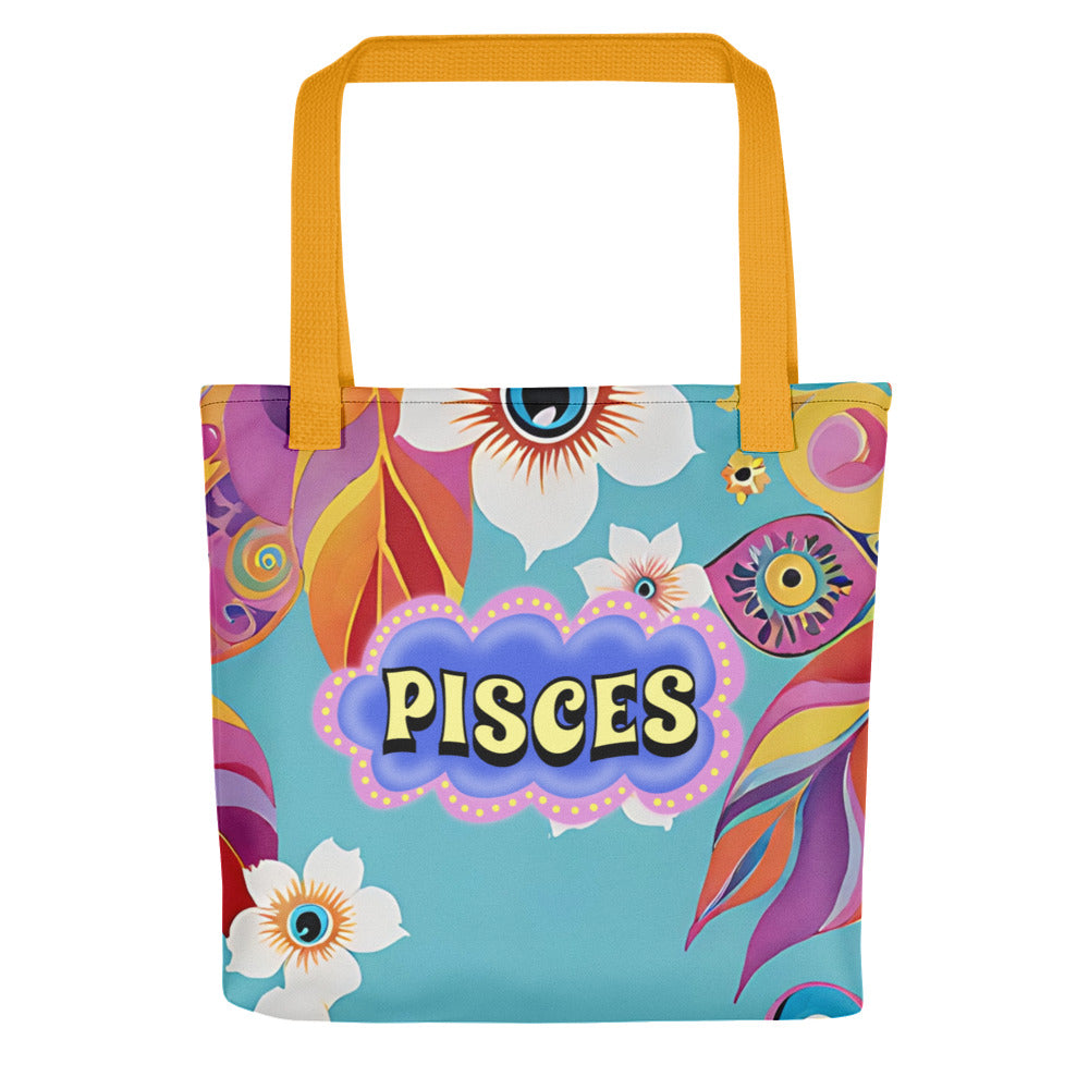 Pisces Zodiac Evil Eye Tote bag