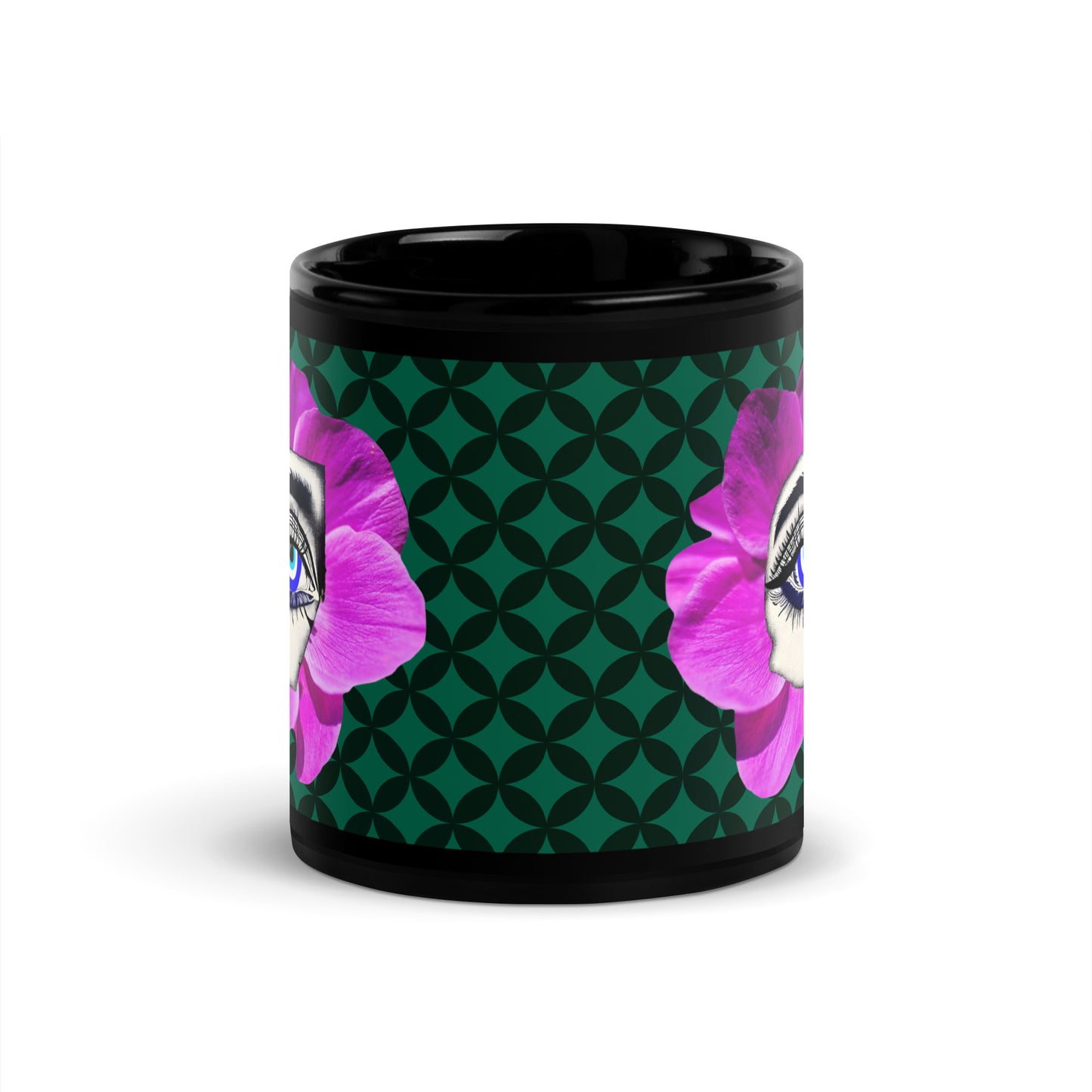 Bloom Eye Black Glossy Mug