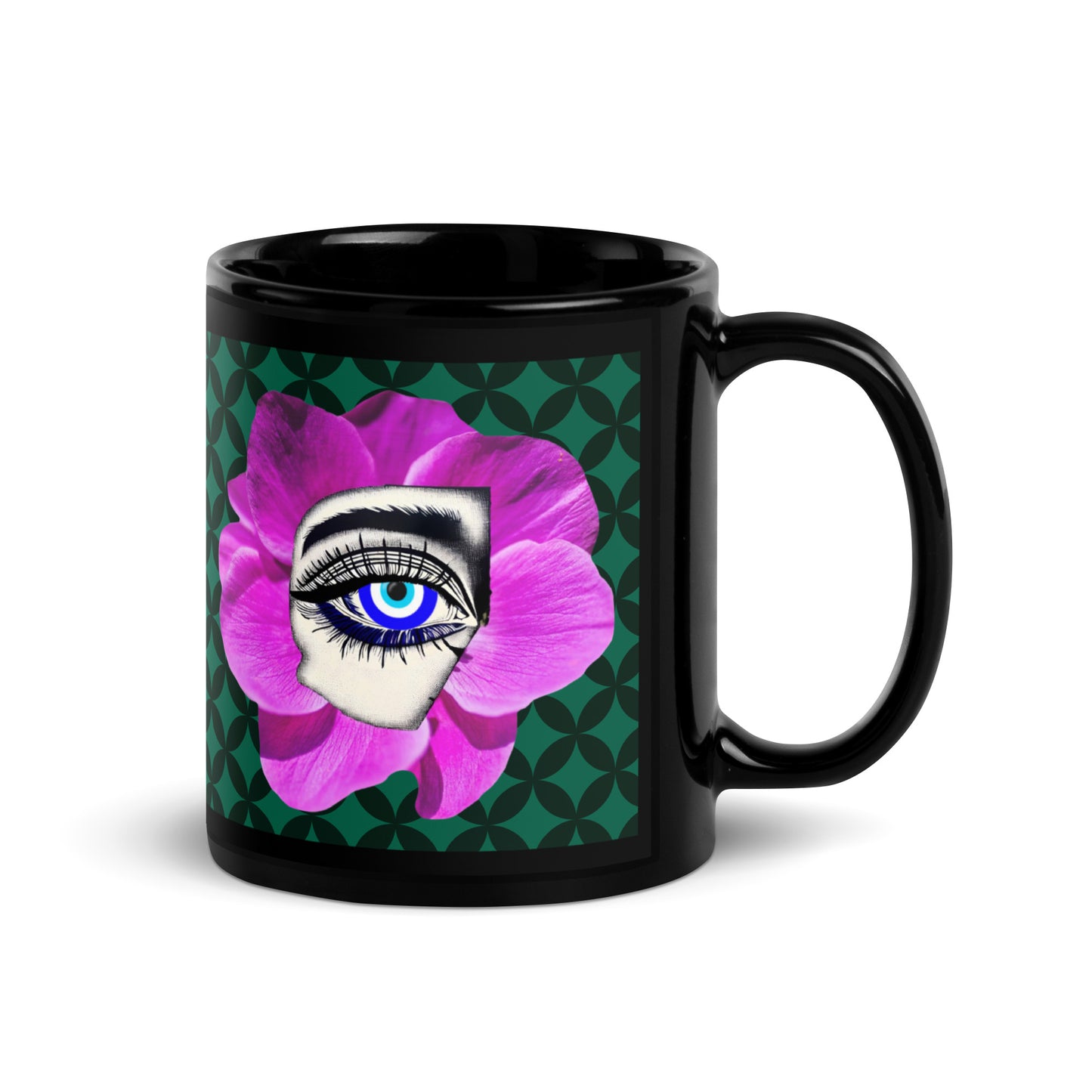 Bloom Eye Black Glossy Mug