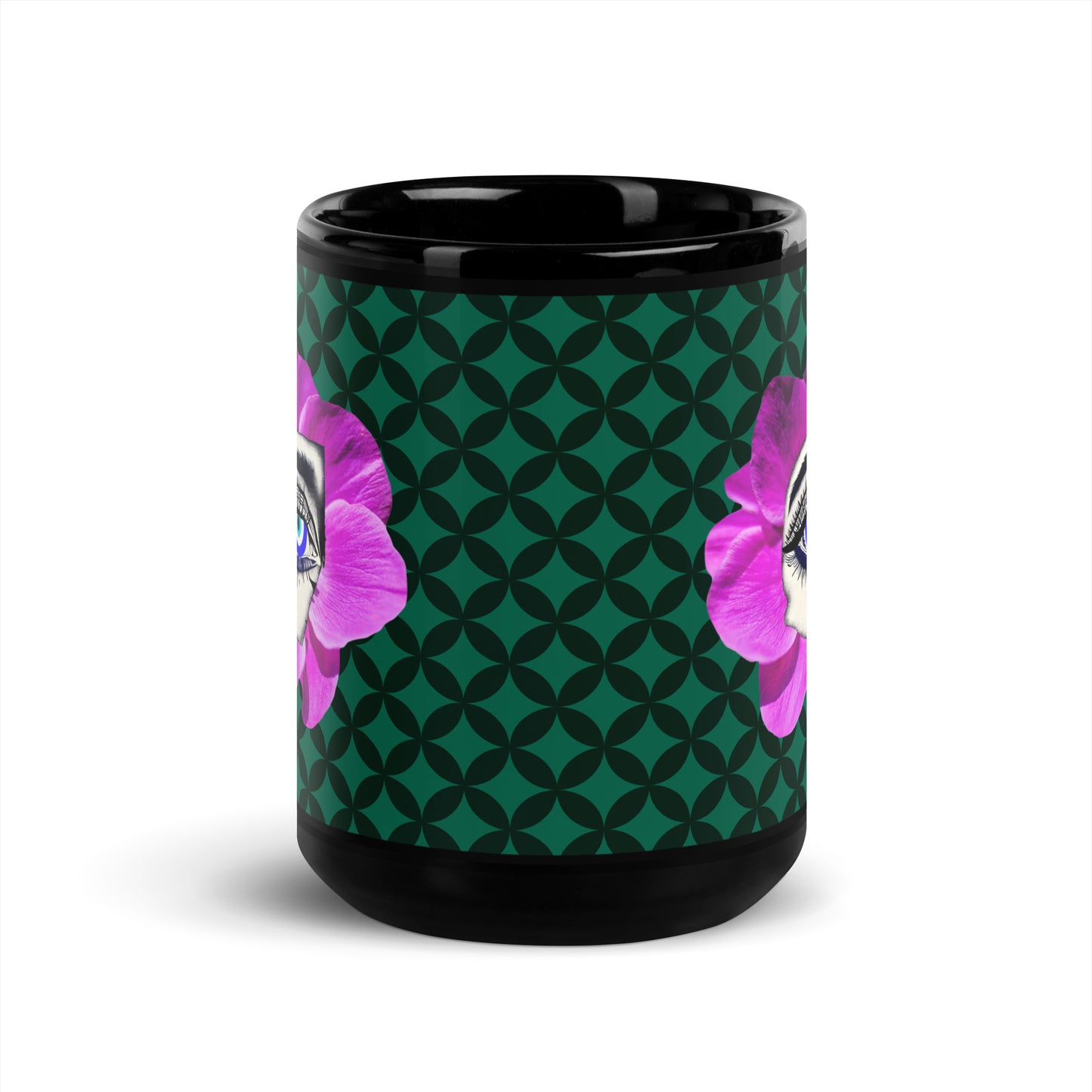 Bloom Eye Black Glossy Mug