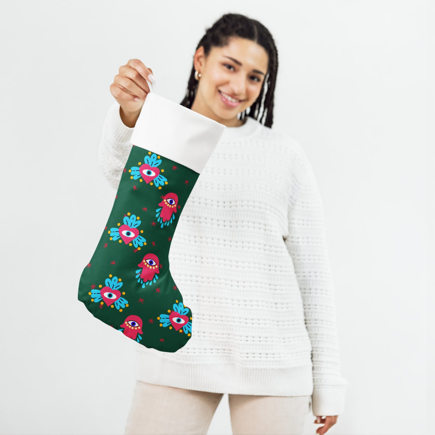 Hamsa and Evil Eye Christmas stocking