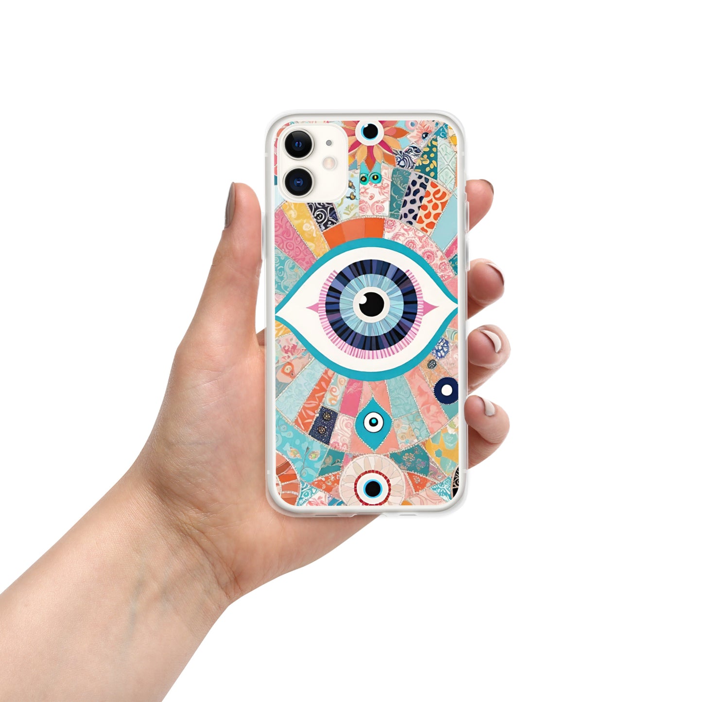 Evil Eye Patchwork Clear Case for iPhone®