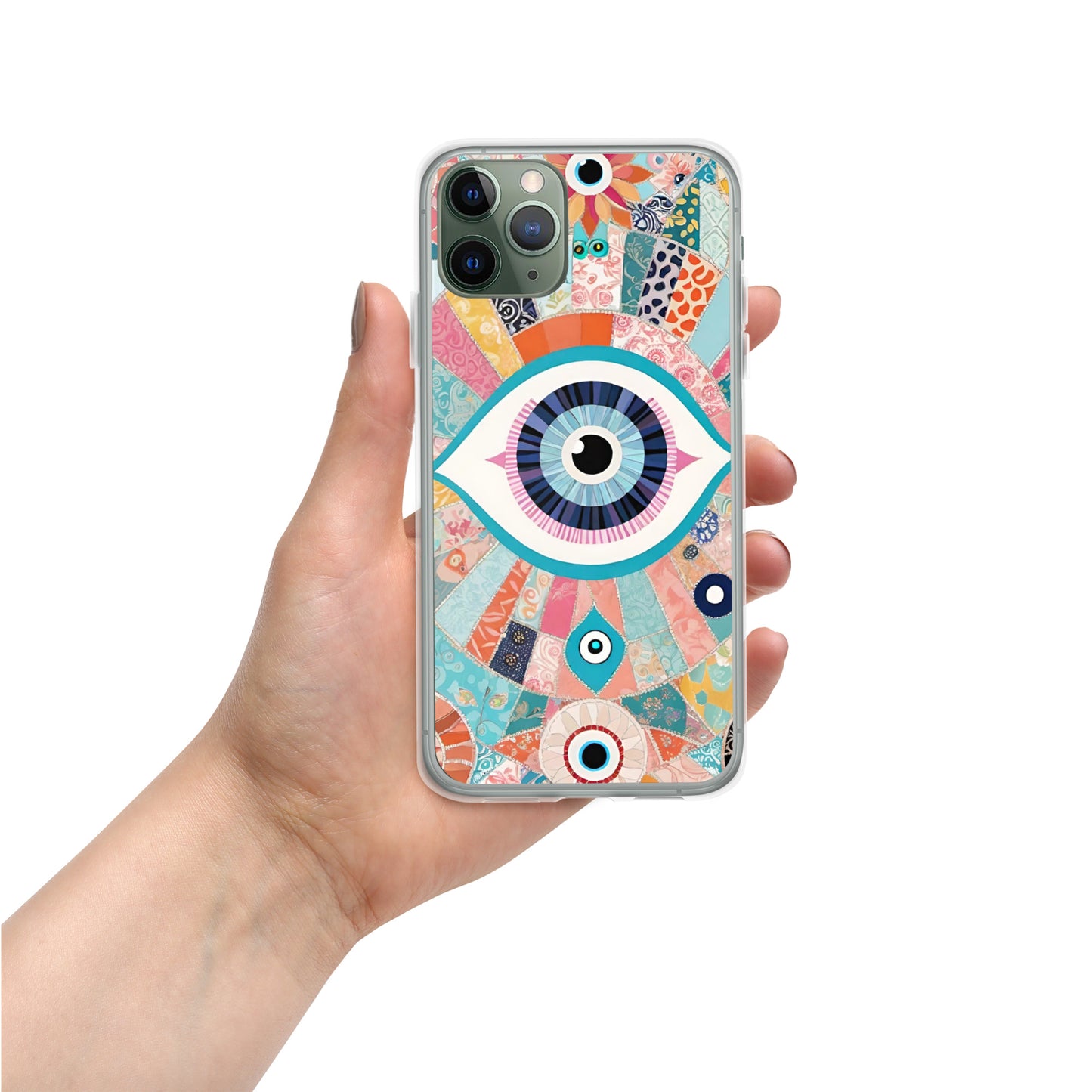 Evil Eye Patchwork Clear Case for iPhone®