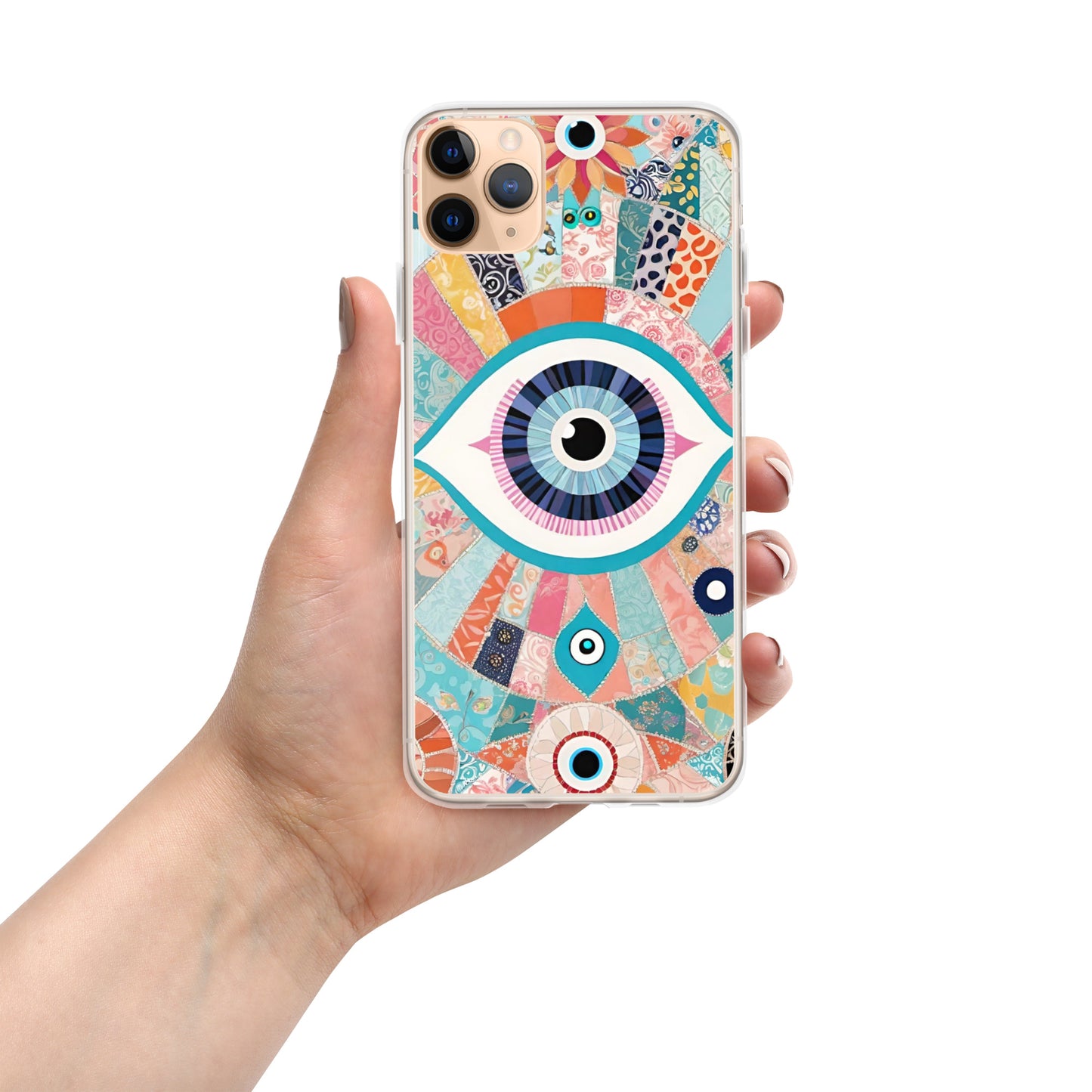 Evil Eye Patchwork Clear Case for iPhone®