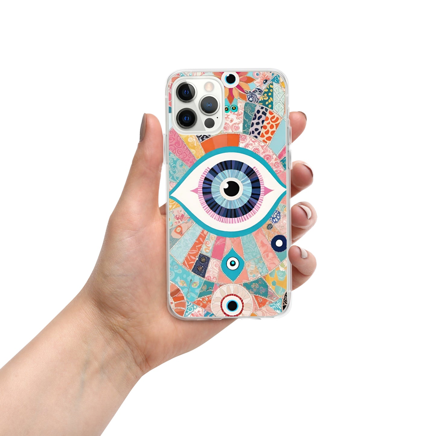 Evil Eye Patchwork Clear Case for iPhone®