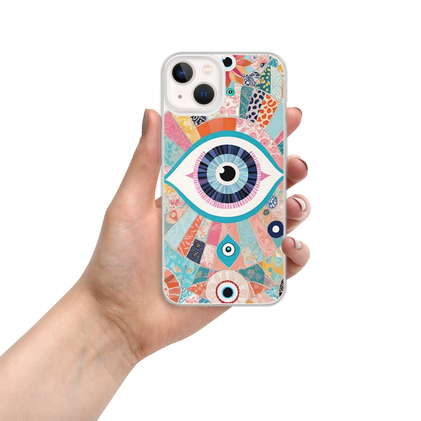 Evil Eye Patchwork Clear Case for iPhone®