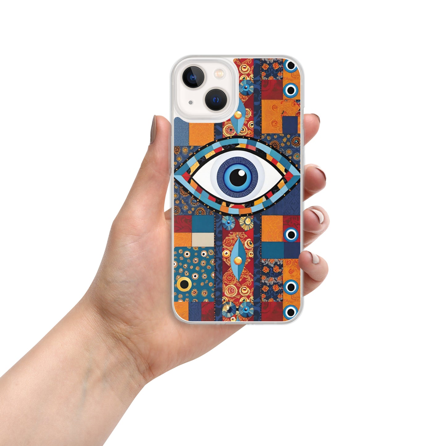 Evil Eye Patchwork Clear Case for iPhone®