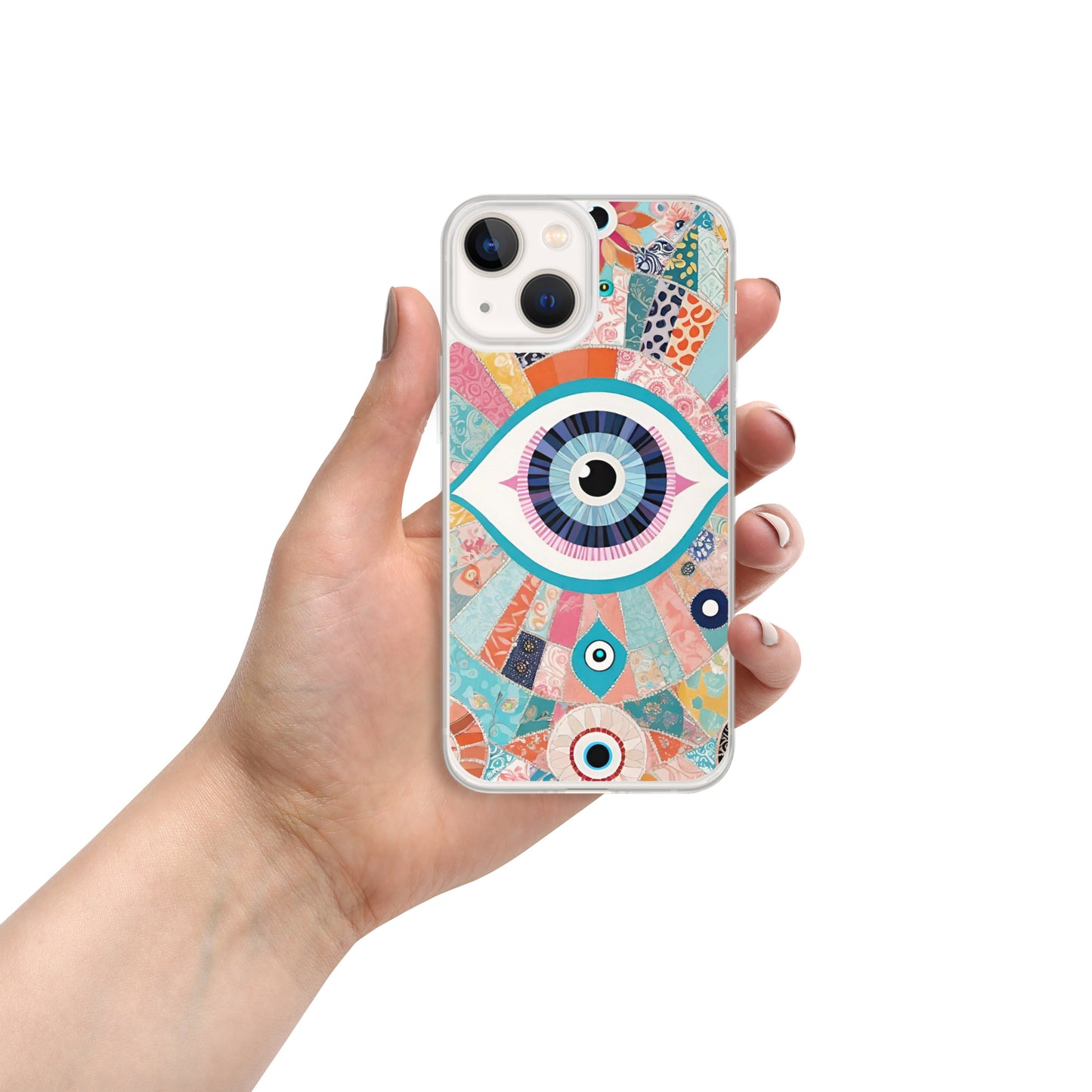 Evil Eye Patchwork Clear Case for iPhone®