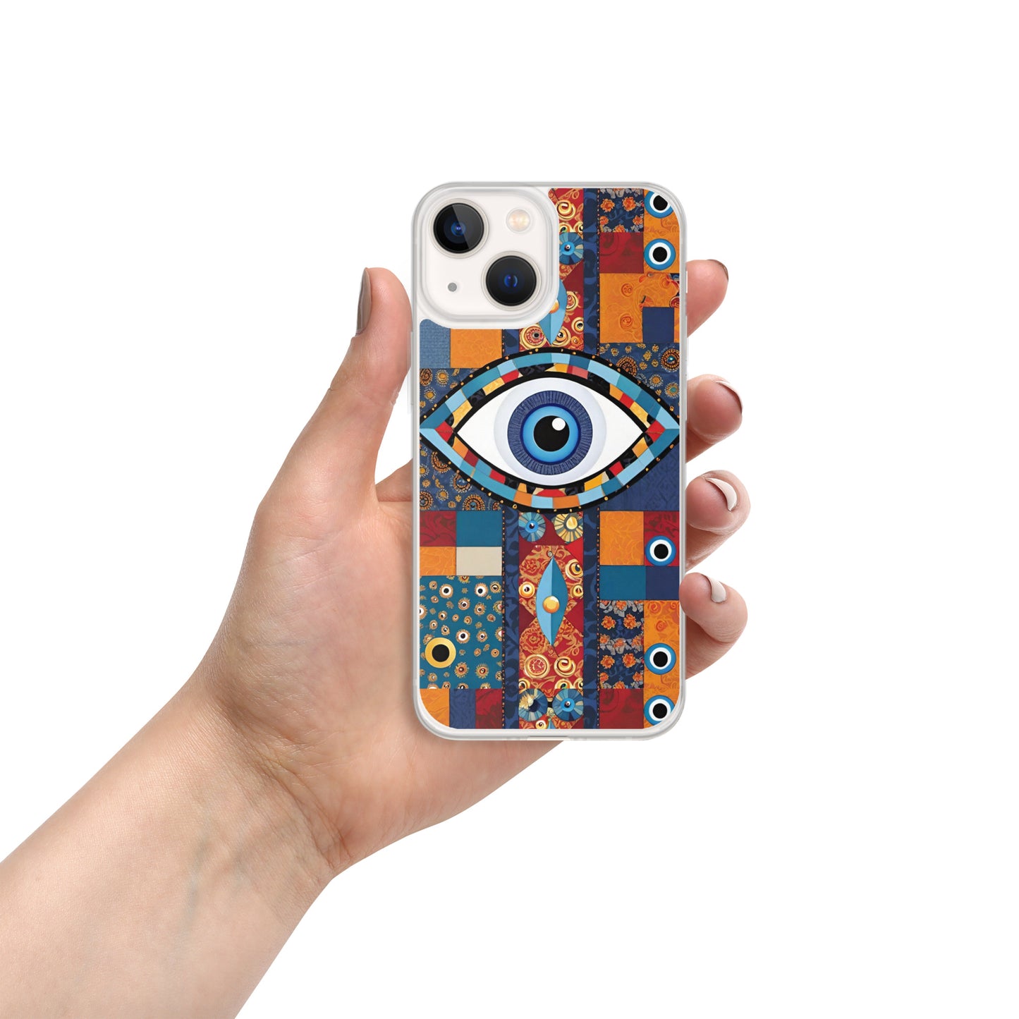 Evil Eye Patchwork Clear Case for iPhone®