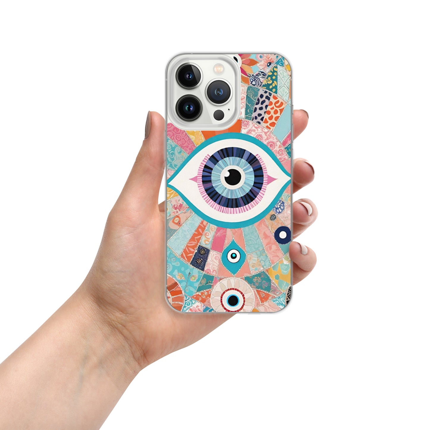 Evil Eye Patchwork Clear Case for iPhone®