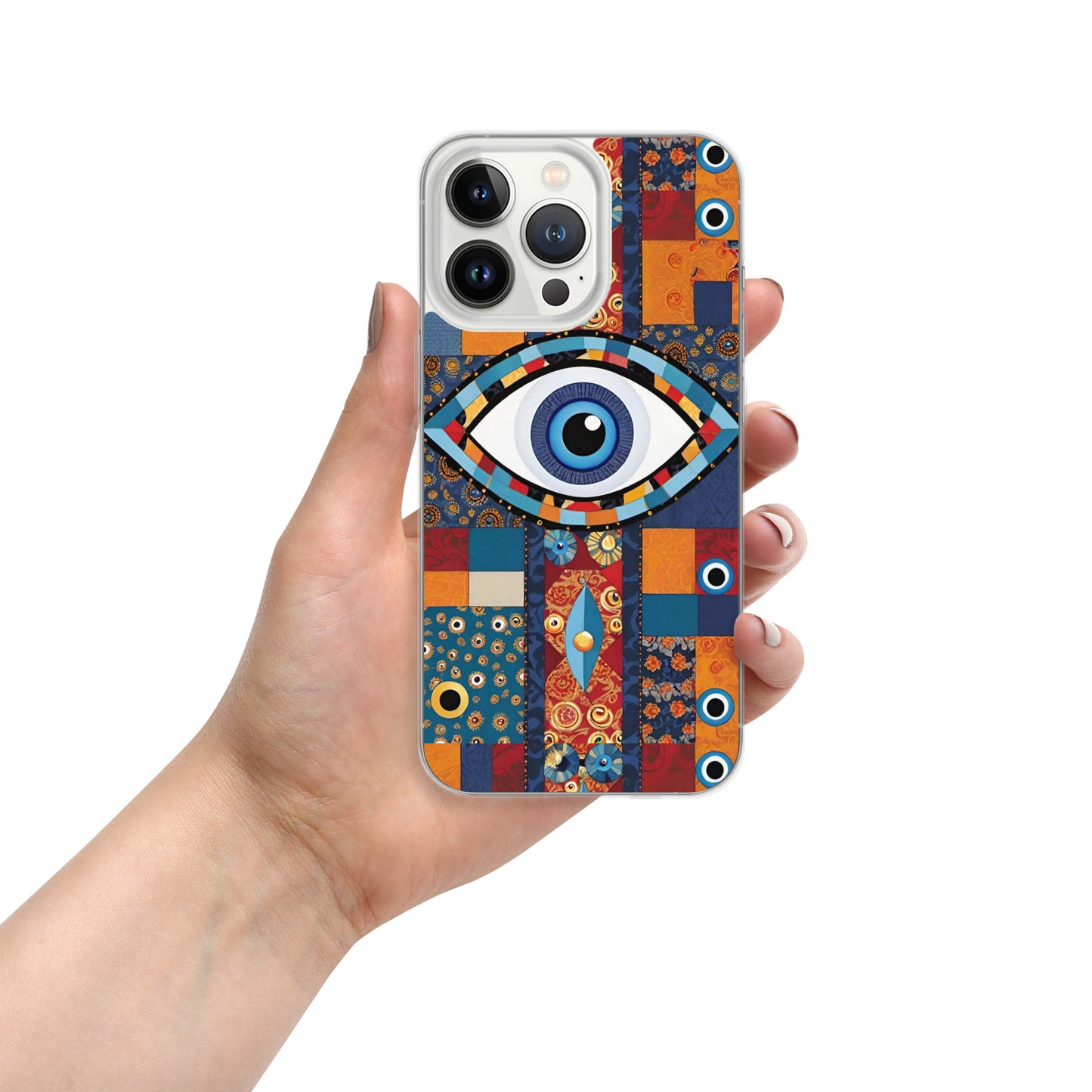 Evil Eye Patchwork Clear Case for iPhone®