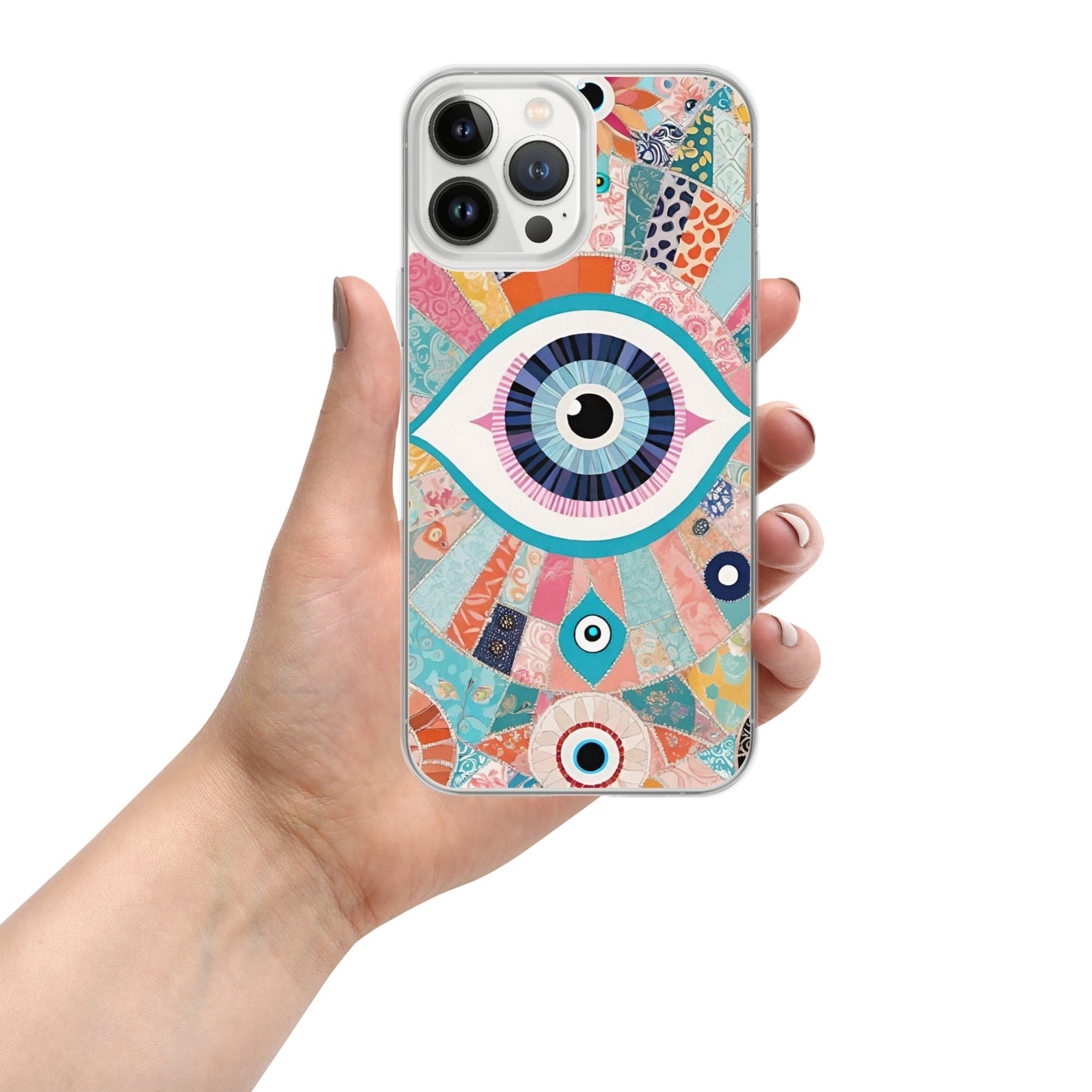 Evil Eye Patchwork Clear Case for iPhone®