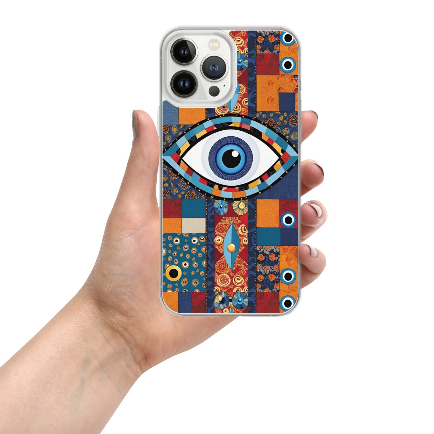 Evil Eye Patchwork Clear Case for iPhone®