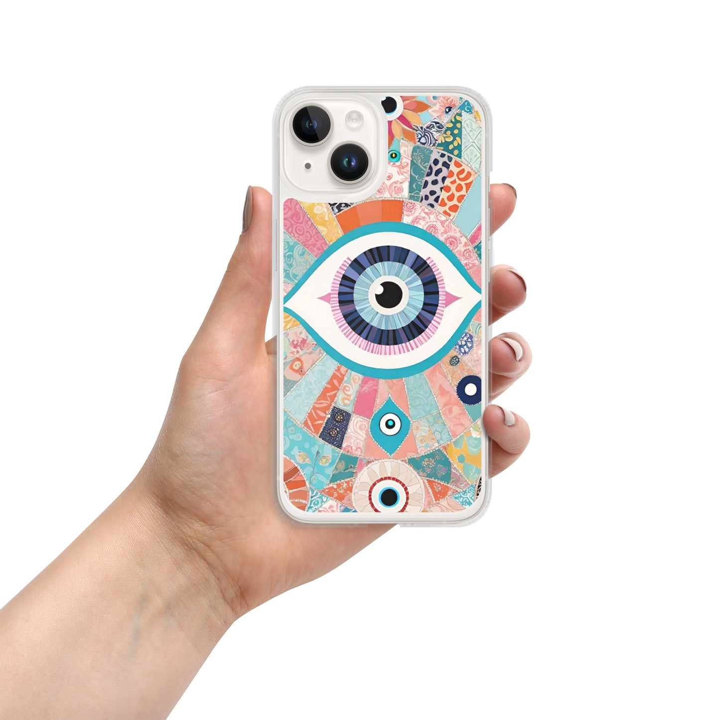 Evil Eye Patchwork Clear Case for iPhone®