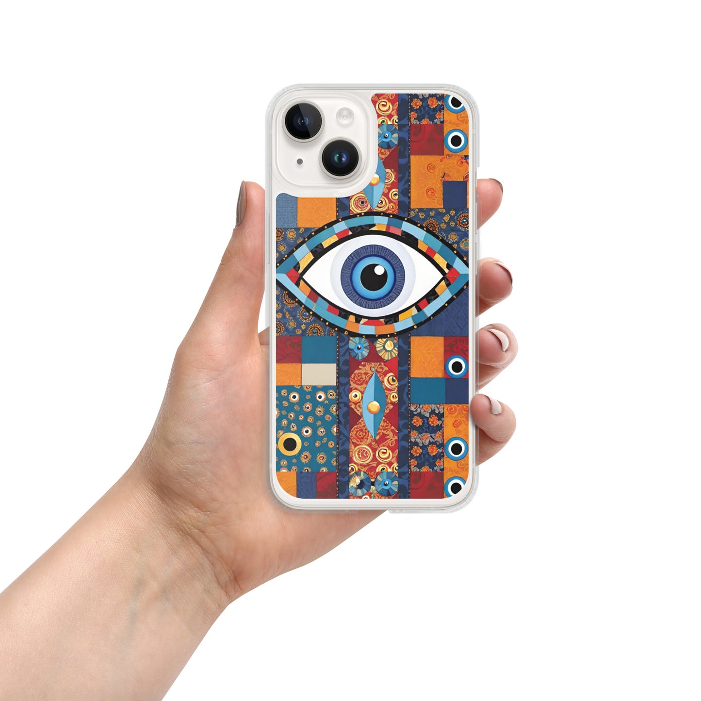 Evil Eye Patchwork Clear Case for iPhone®