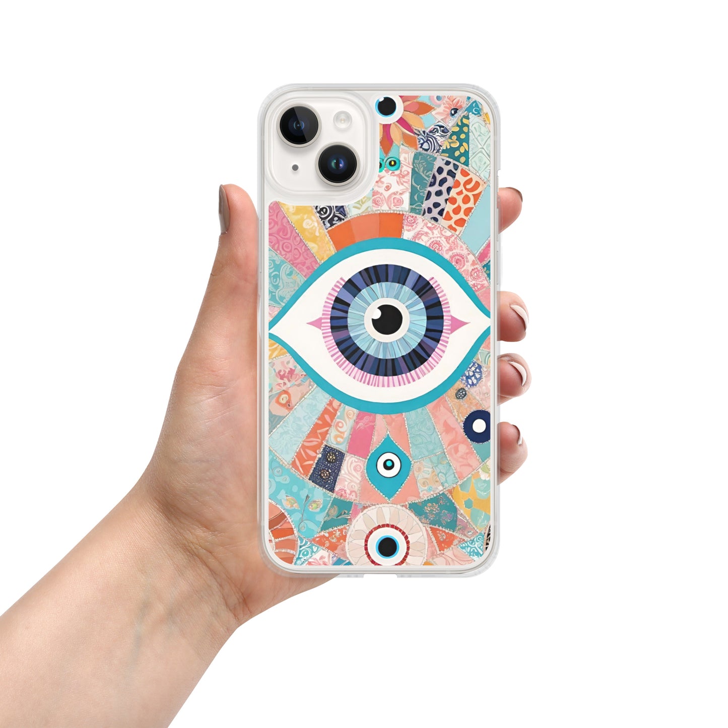 Evil Eye Patchwork Clear Case for iPhone®