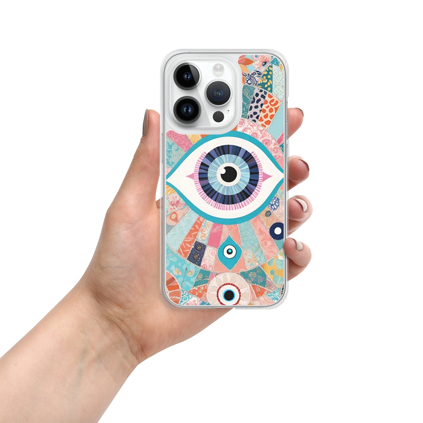 Evil Eye Patchwork Clear Case for iPhone®