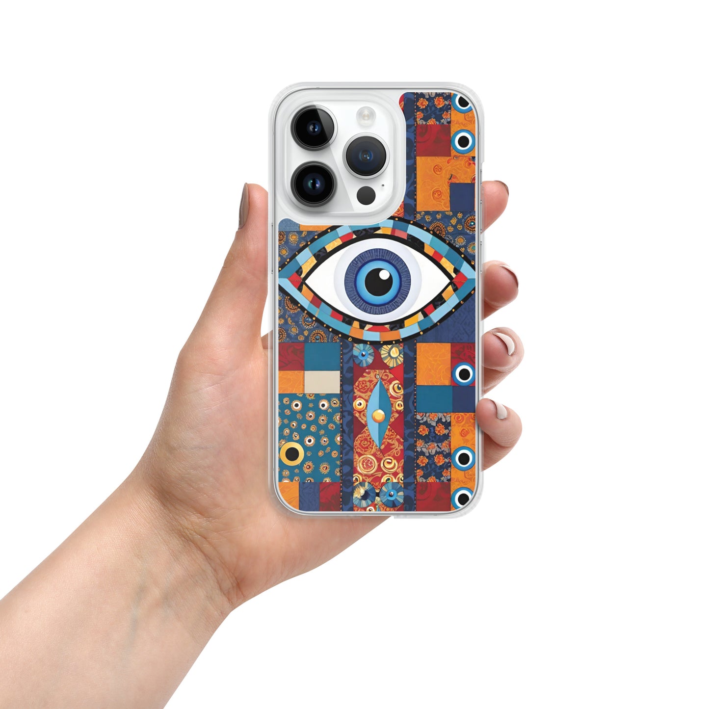 Evil Eye Patchwork Clear Case for iPhone®