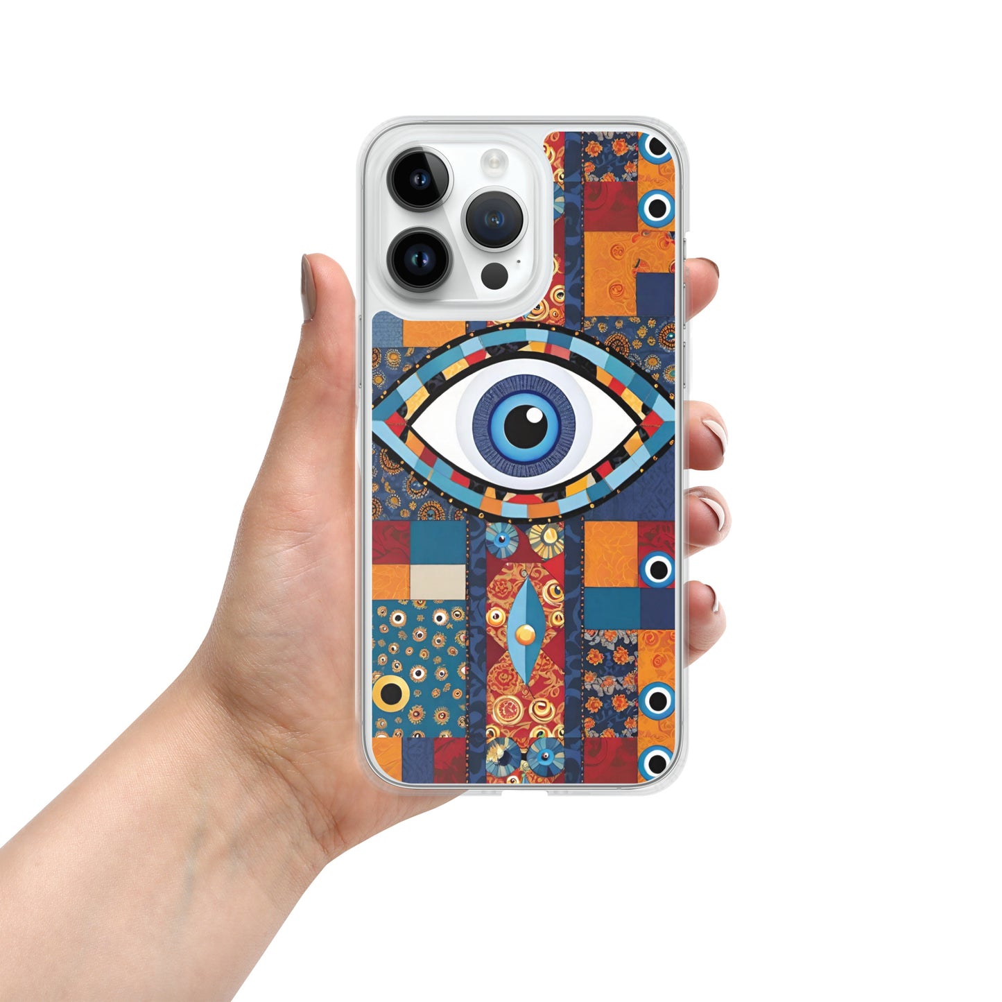 Evil Eye Patchwork Clear Case for iPhone®