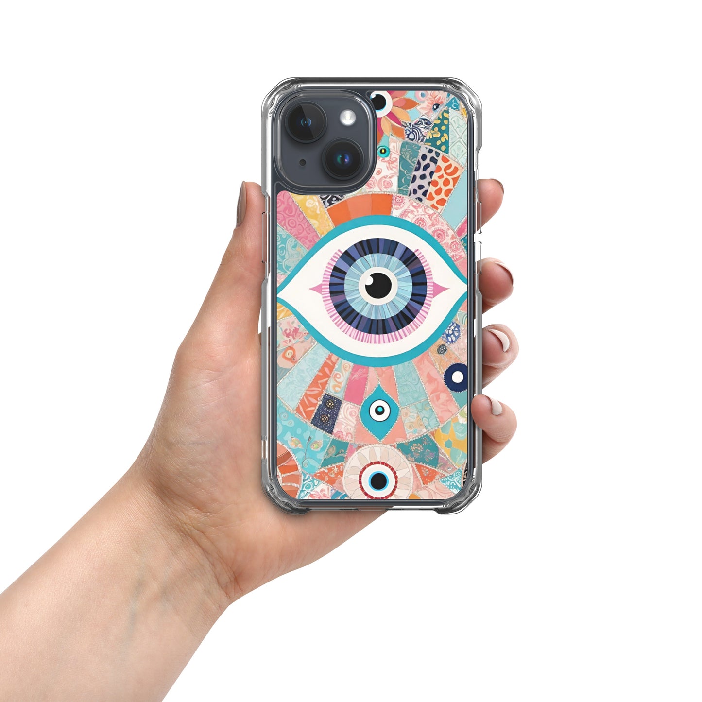 Evil Eye Patchwork Clear Case for iPhone®