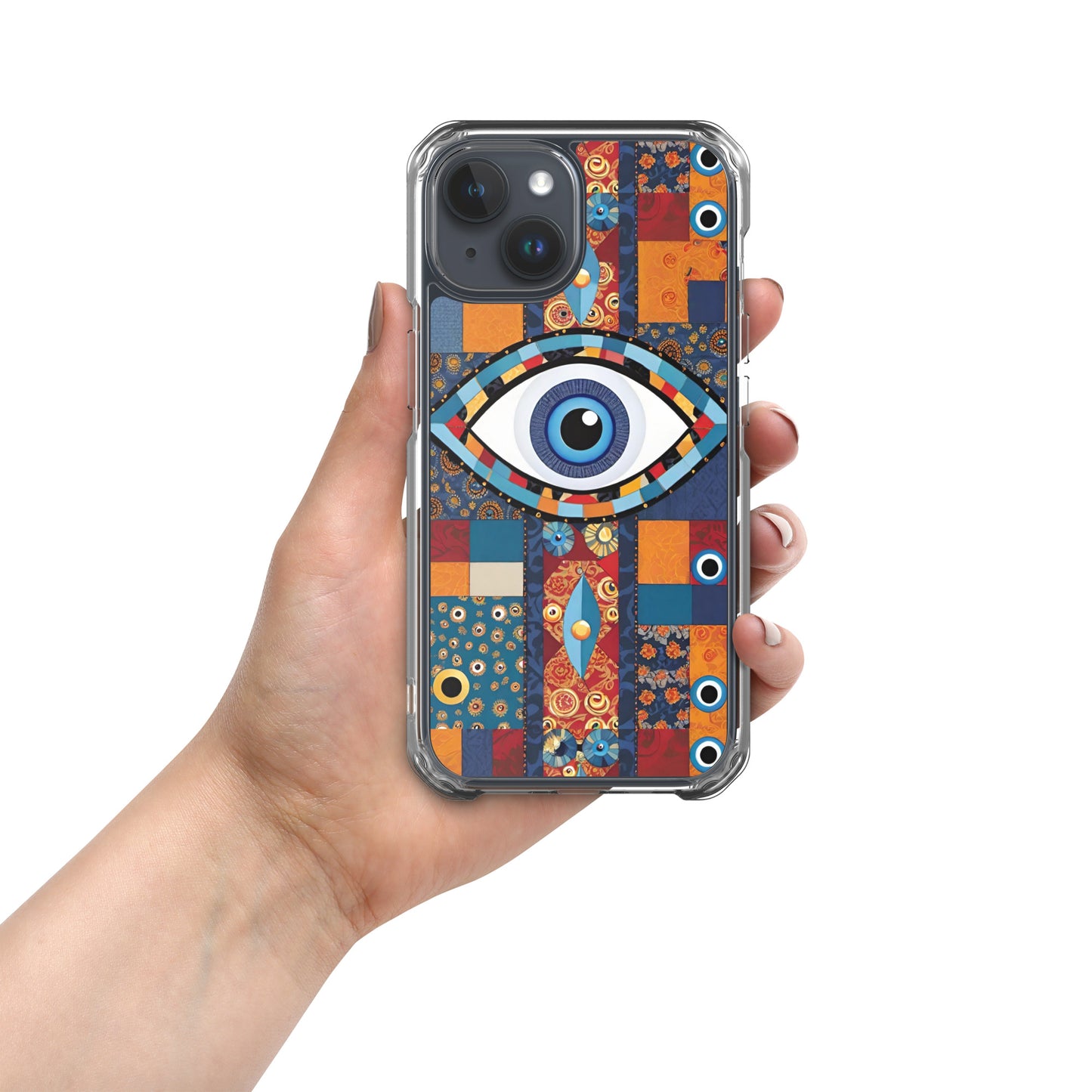 Evil Eye Patchwork Clear Case for iPhone®