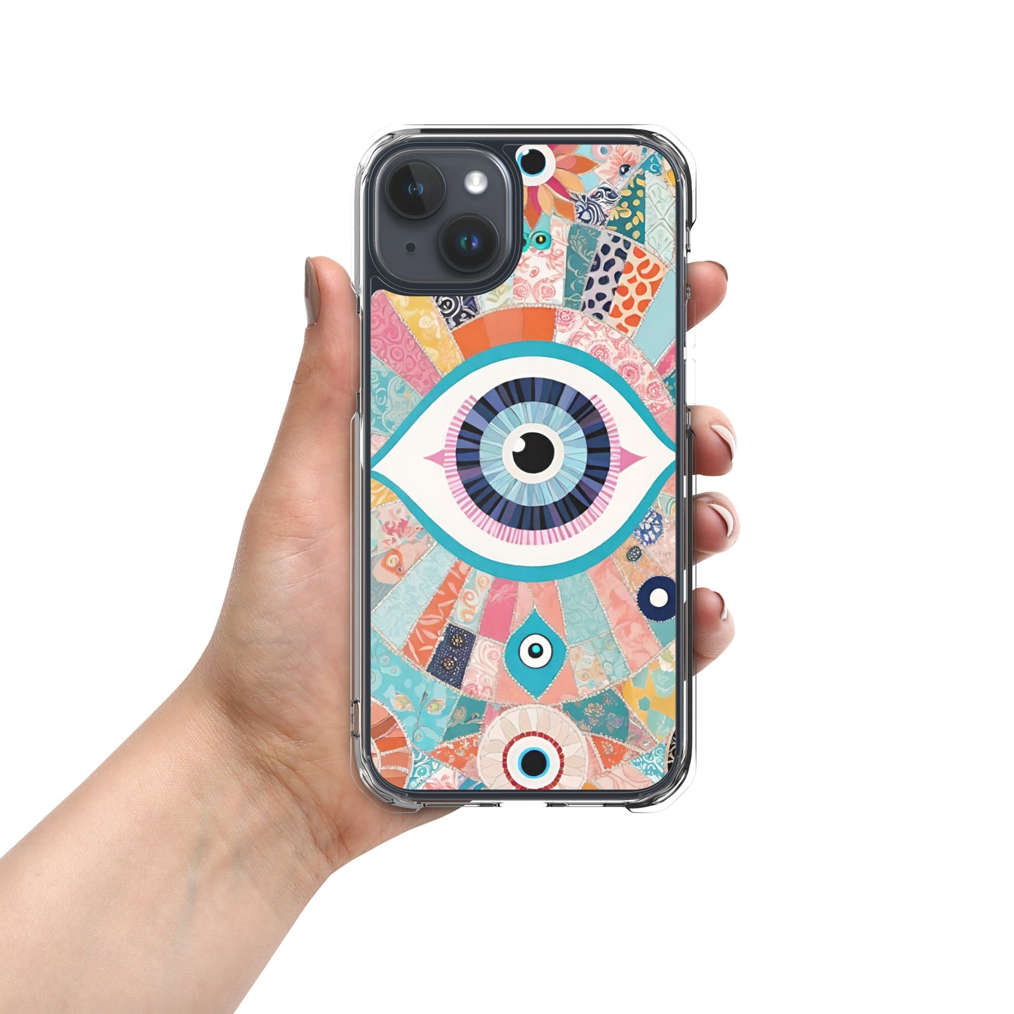 Evil Eye Patchwork Clear Case for iPhone®