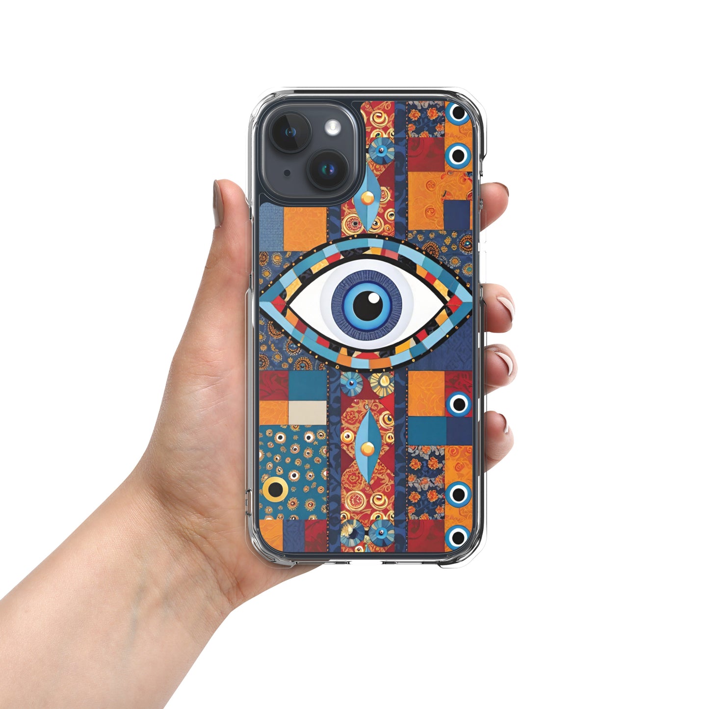 Evil Eye Patchwork Clear Case for iPhone®