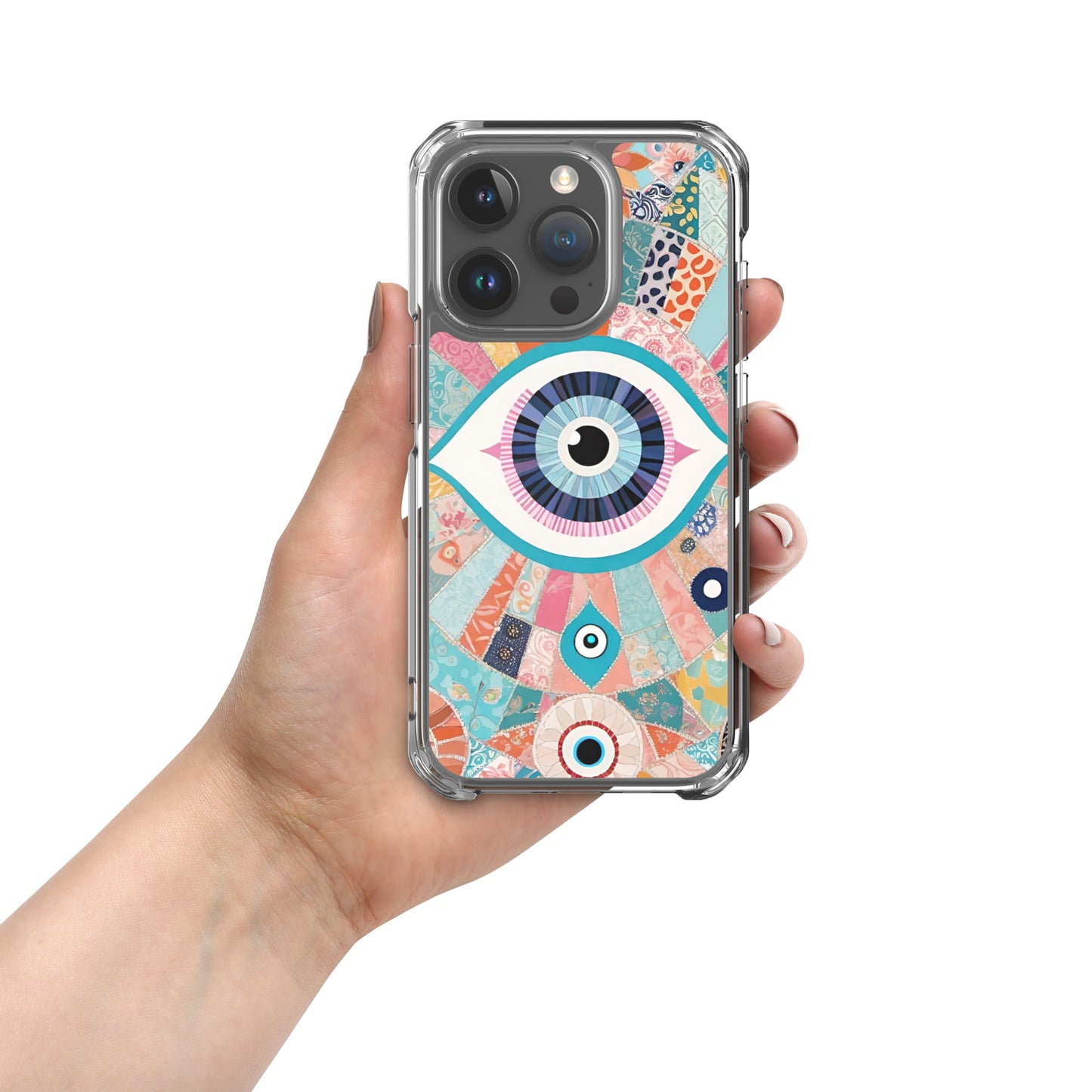 Evil Eye Patchwork Clear Case for iPhone®