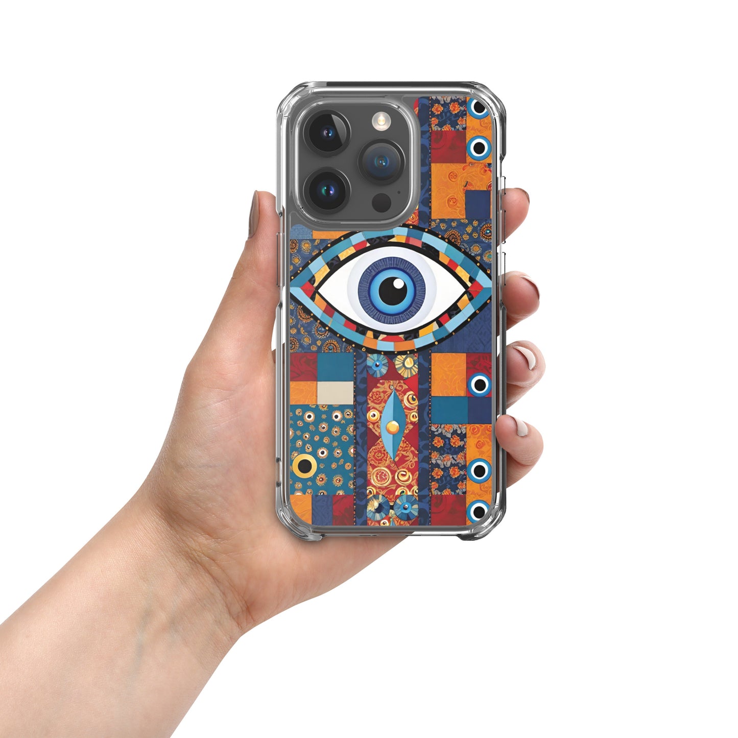 Evil Eye Patchwork Clear Case for iPhone®