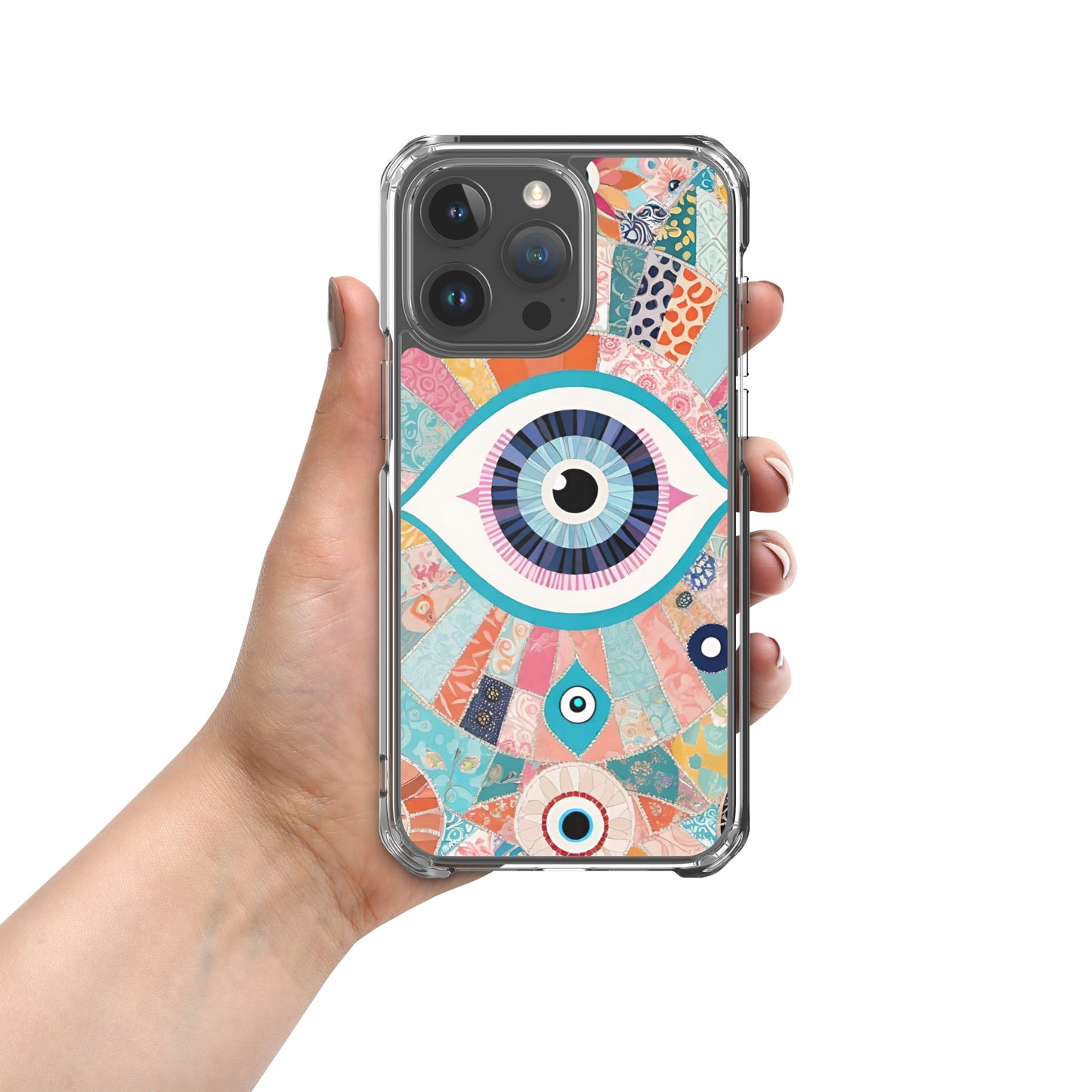 Evil Eye Patchwork Clear Case for iPhone®