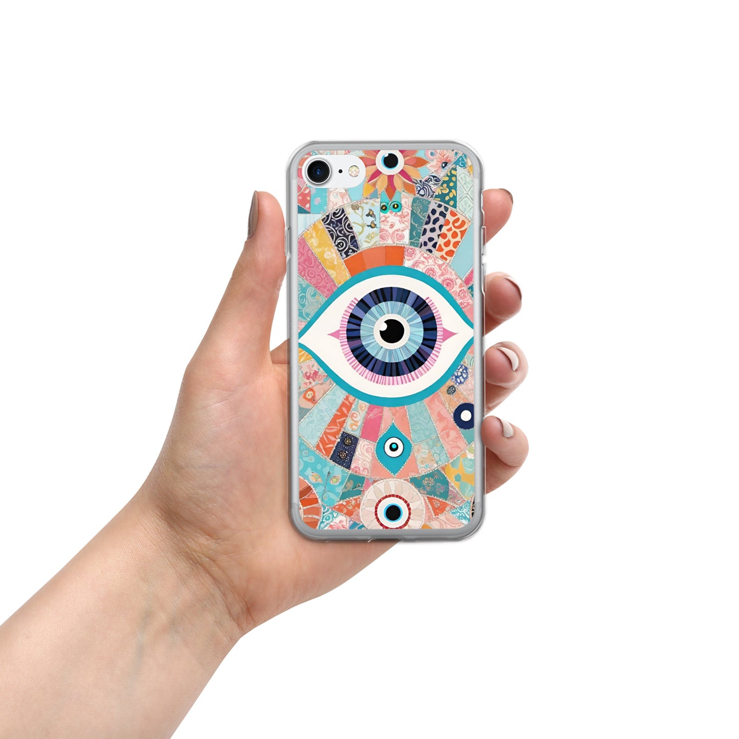 Evil Eye Patchwork Clear Case for iPhone®