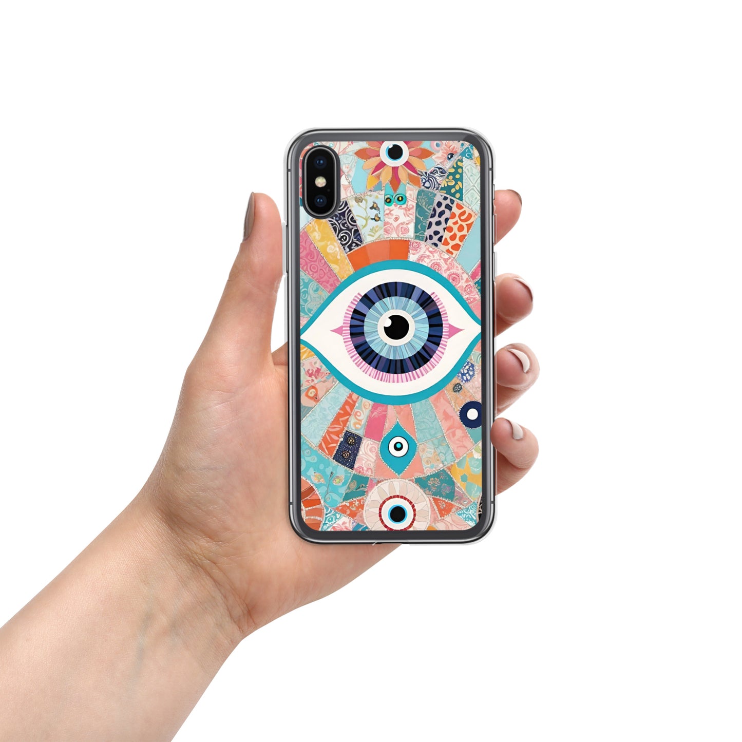 Evil Eye Patchwork Clear Case for iPhone®